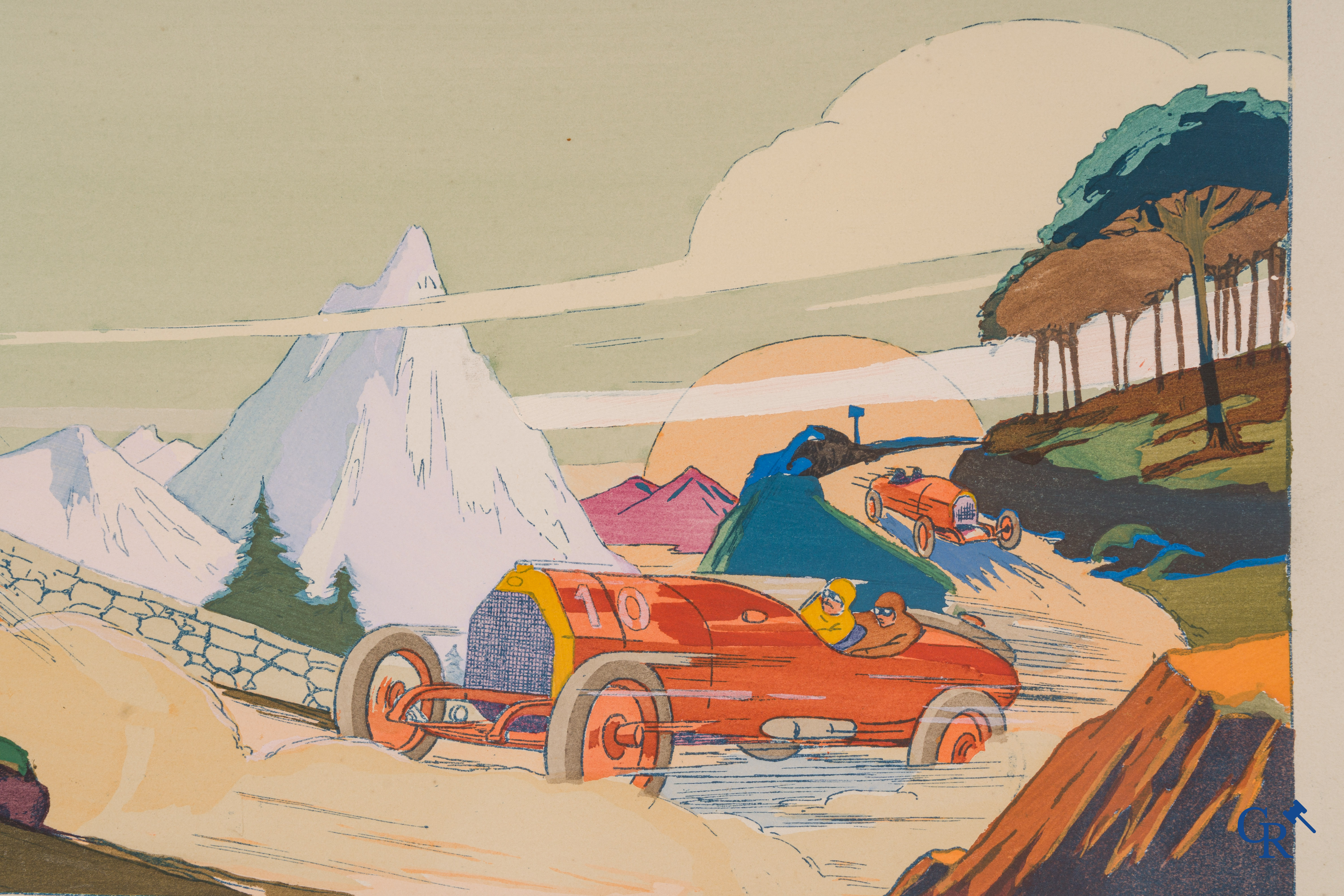 H.L. Roowy (Stanley Charles Rowles), L'Aquila Italiana au tour de France. Coloured lithograph 1914.