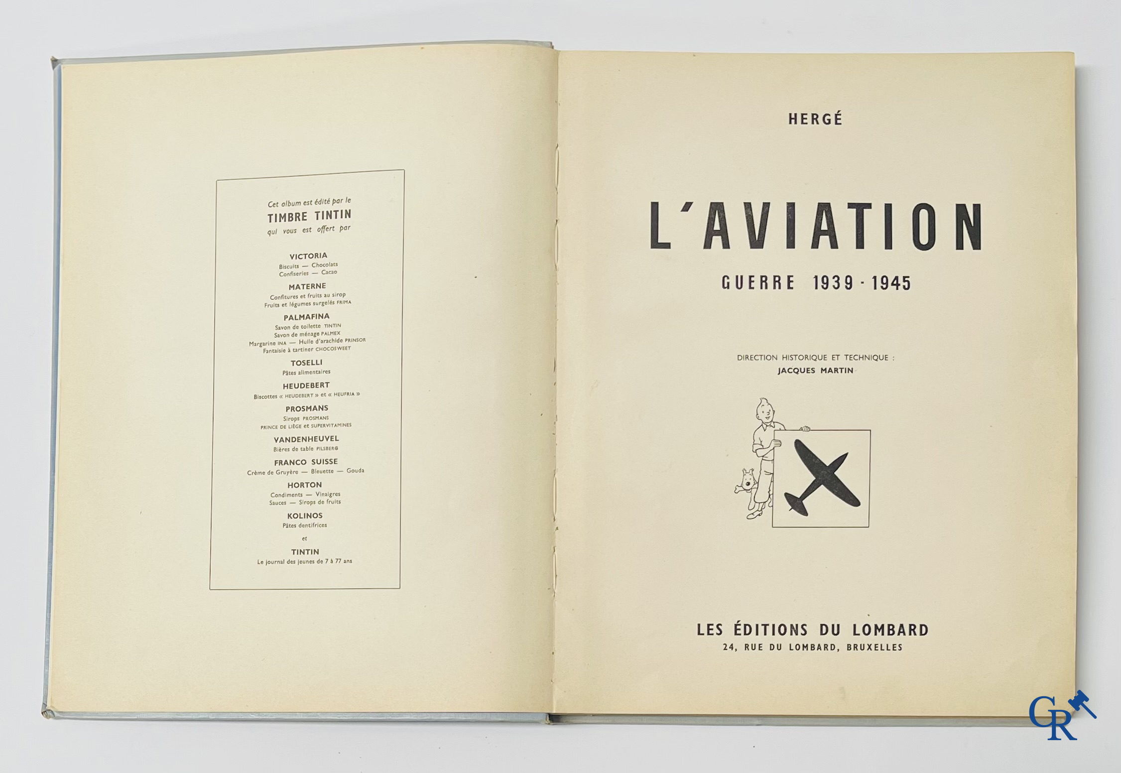 Hergé, L'Aviation Guerre 1939-1945. Collection Voir et Savoir. Copyright 1953. Lombard Brussels.