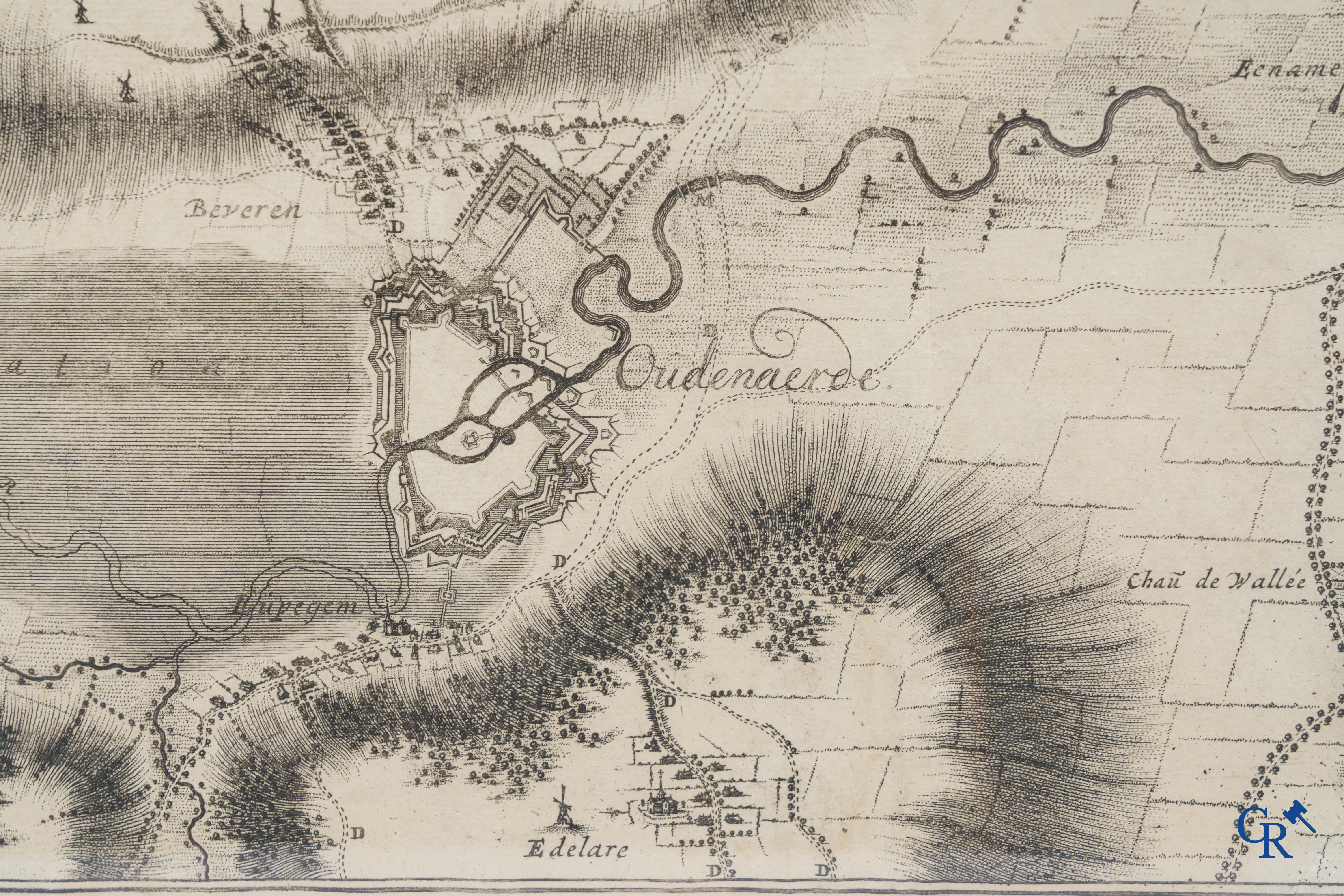 Oudenaarde, 7 antique maps, including battle plans, city and wall plans, etc. 17th-18th century.