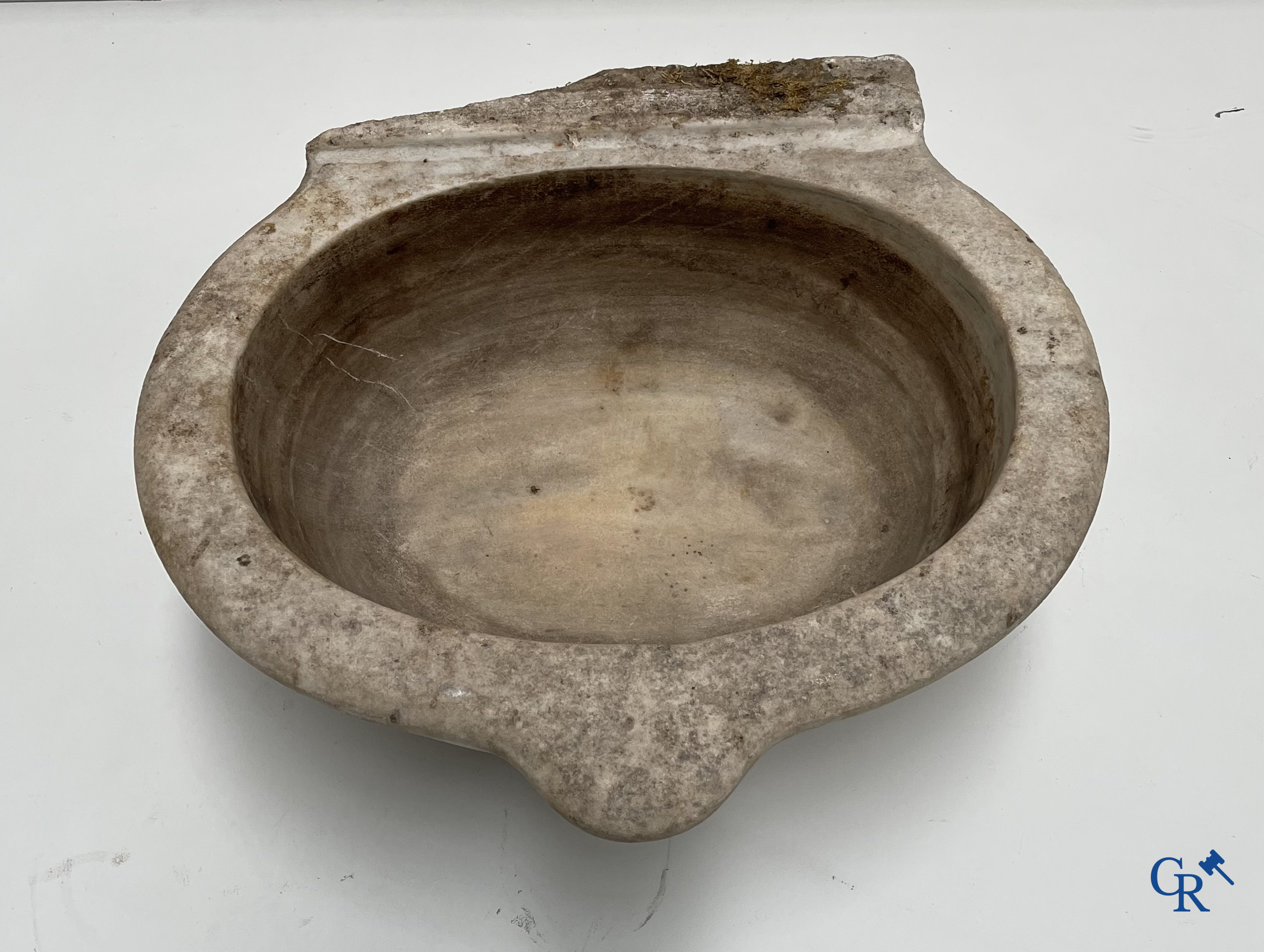 Exceptional large marble holy water barrel or font. 18th century.