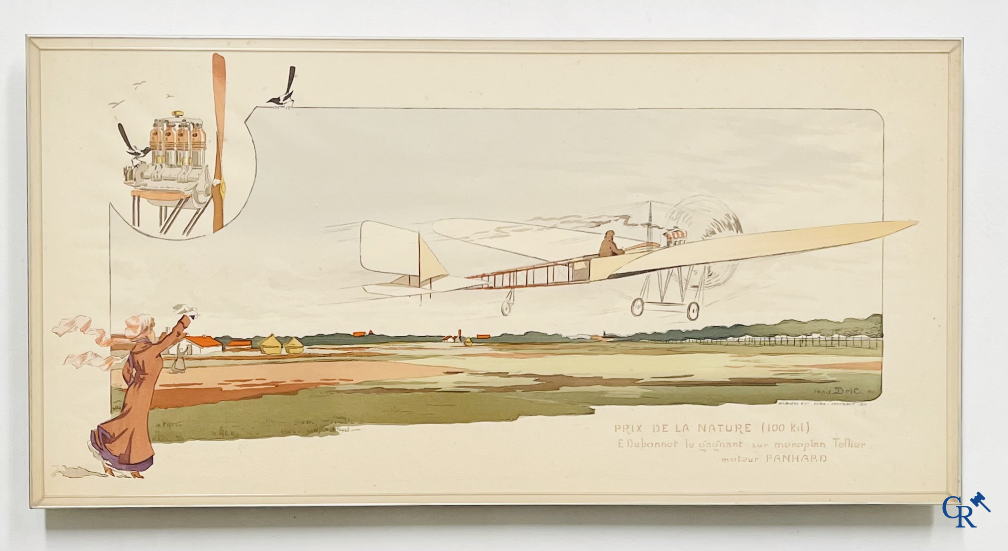 Georges Geo-Bric, Colours lithography. Emile Dubonnet, le gagnant sur monoplan Tellier. Mabileau Paris 1910.