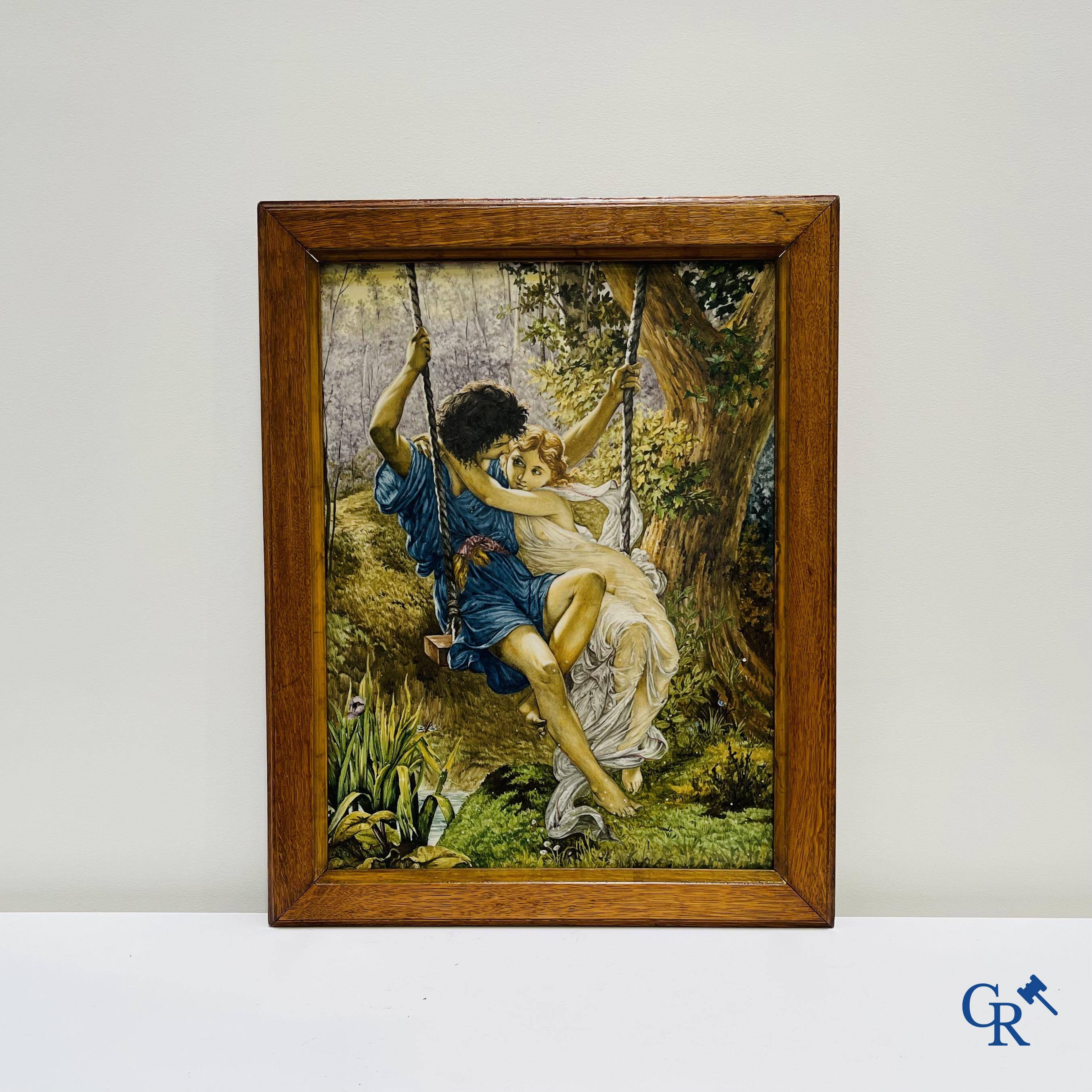 Porcelaine: Grande plaque en faïence italienne.