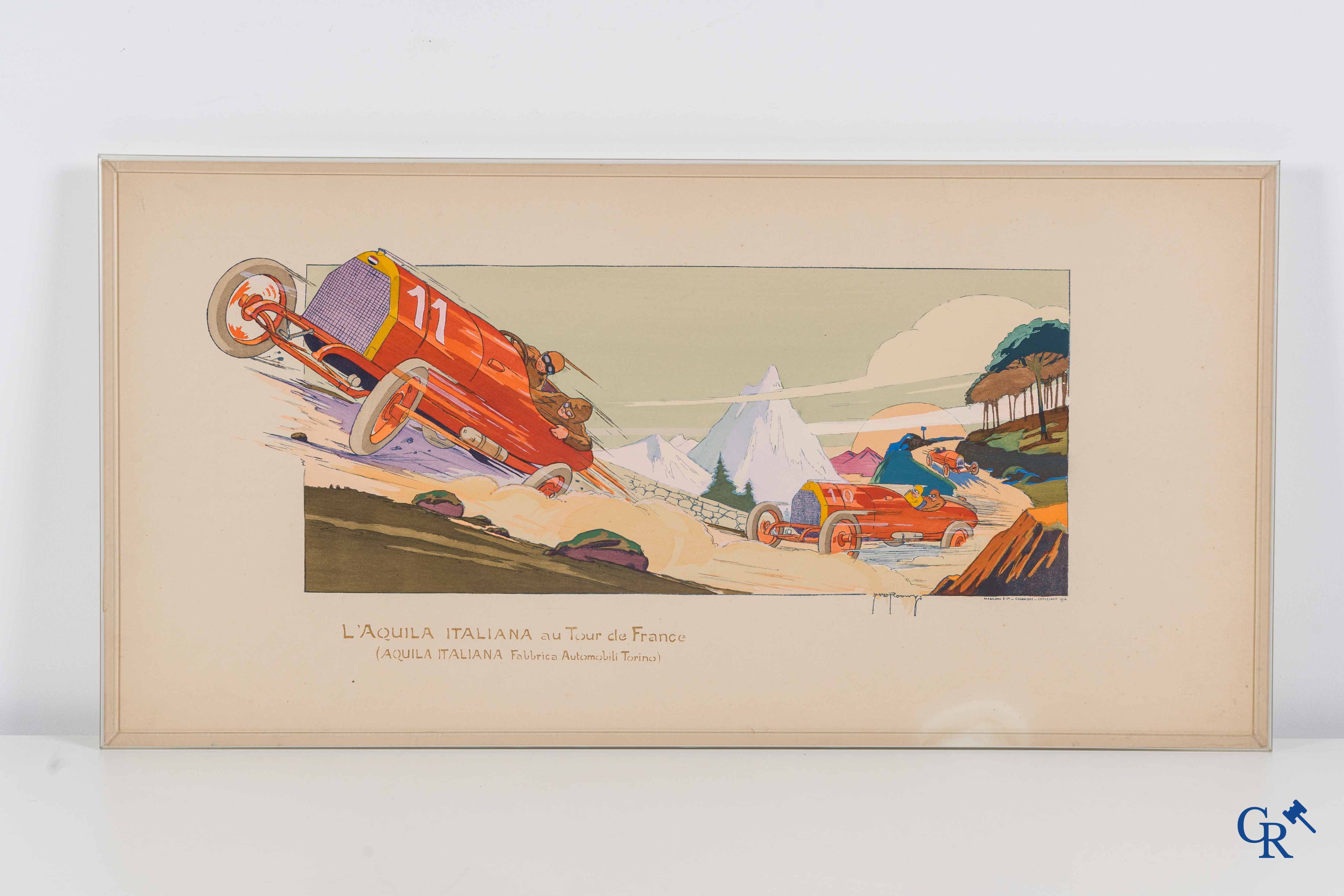 H.L. Roowy (Stanley Charles Rowles), L'Aquila Italiana au tour de France. Coloured lithograph 1914.