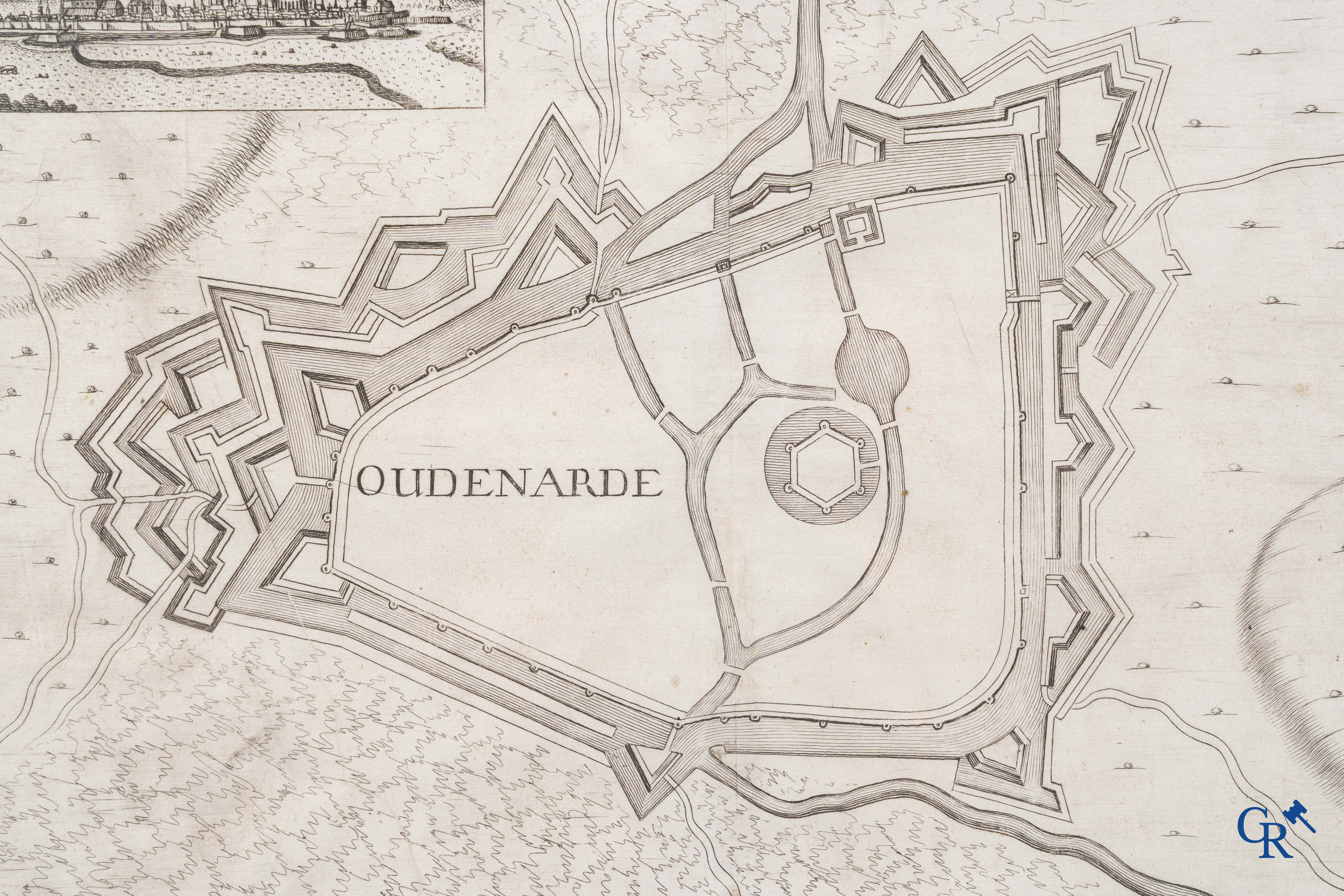 Oudenaarde, 7 antique maps, including battle plans, city and wall plans, etc. 17th-18th century.
