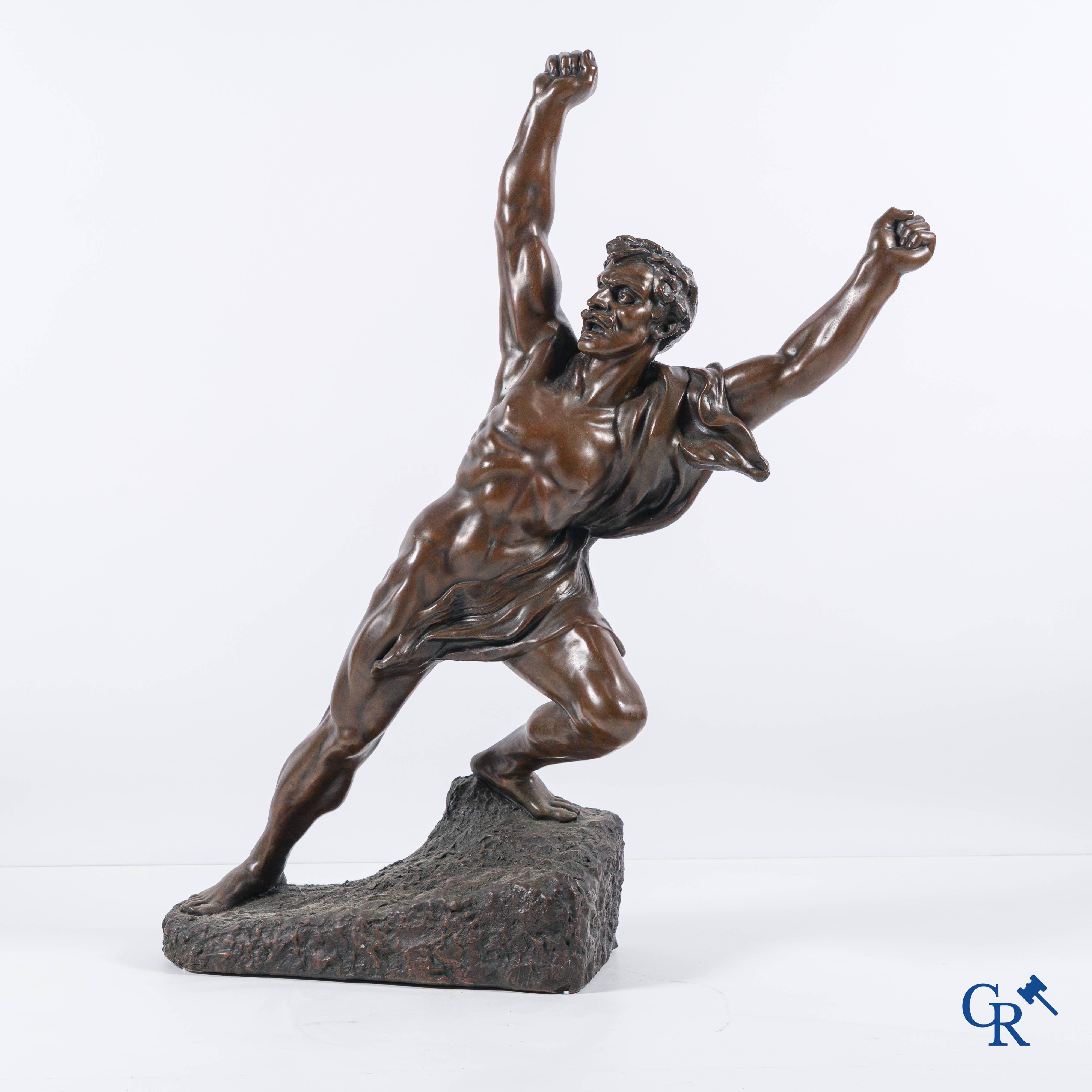 Jef Lambeaux (1852-1908), "Le vainqueur". Large statue in galvano, circa 1900.