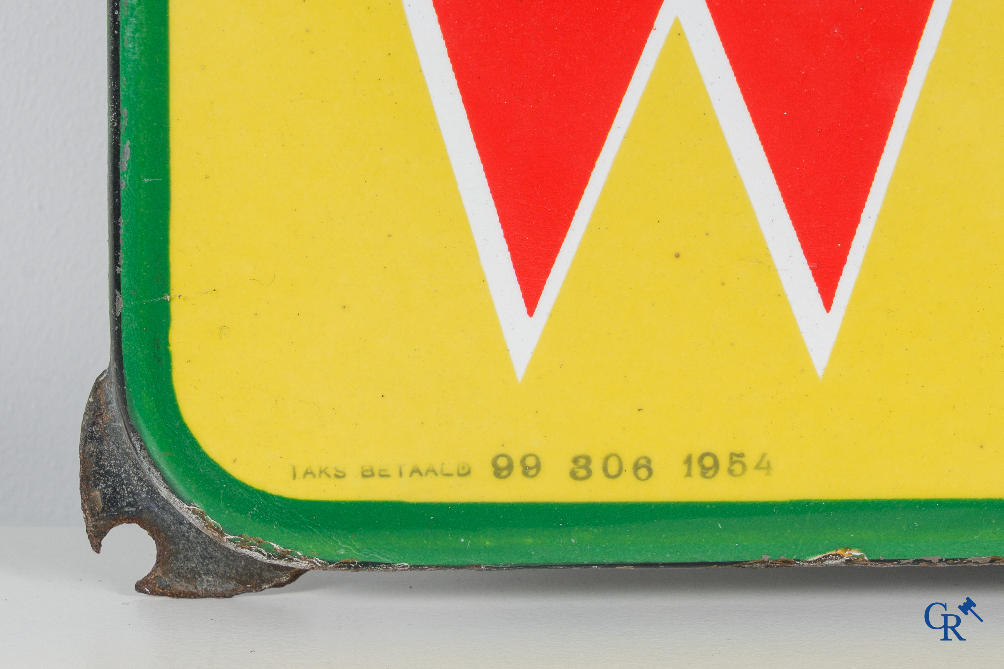 Semois Mon Tabac, Tabak Welta. A pair of enamel advertising signs for Achille Welle tobacco products. 1954.