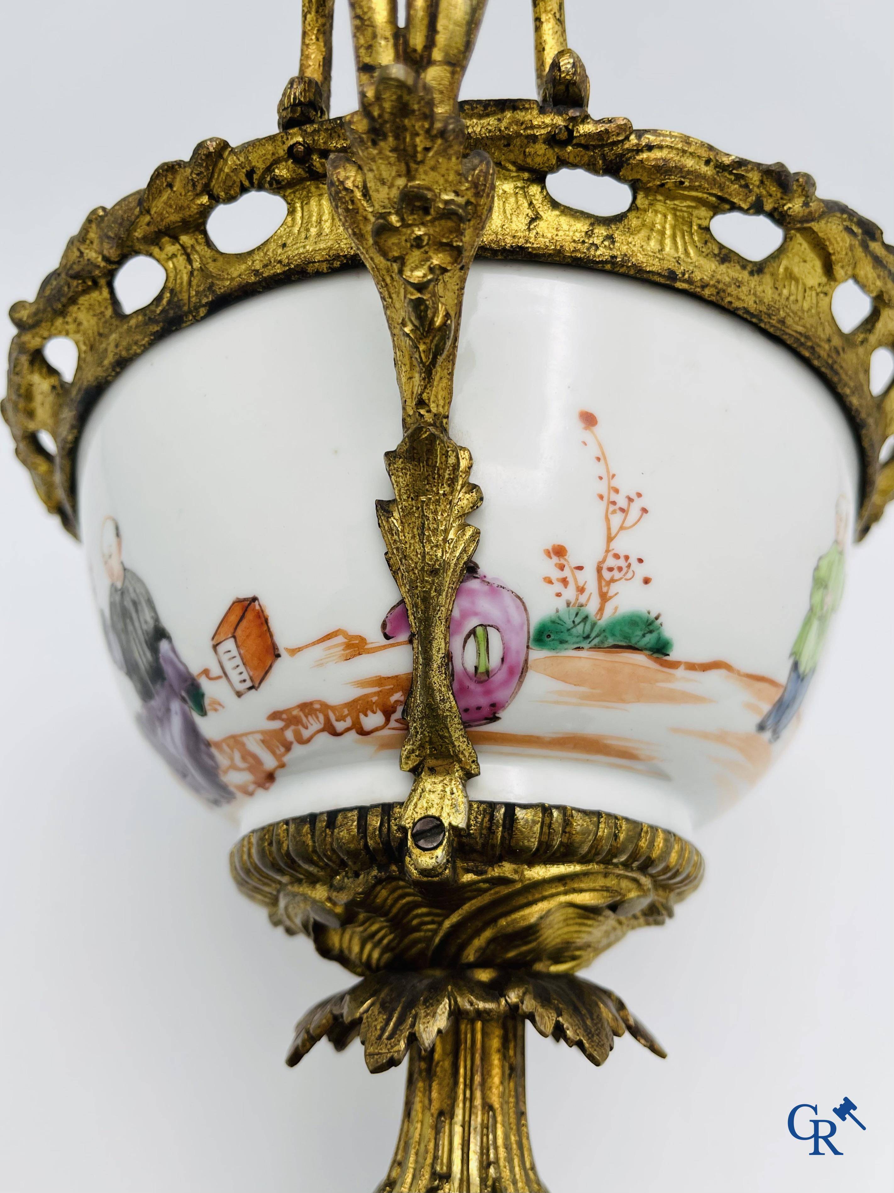 Chinese porcelain: An 18th century gilt-bronze mounted bowl in Chinese export porcelain.