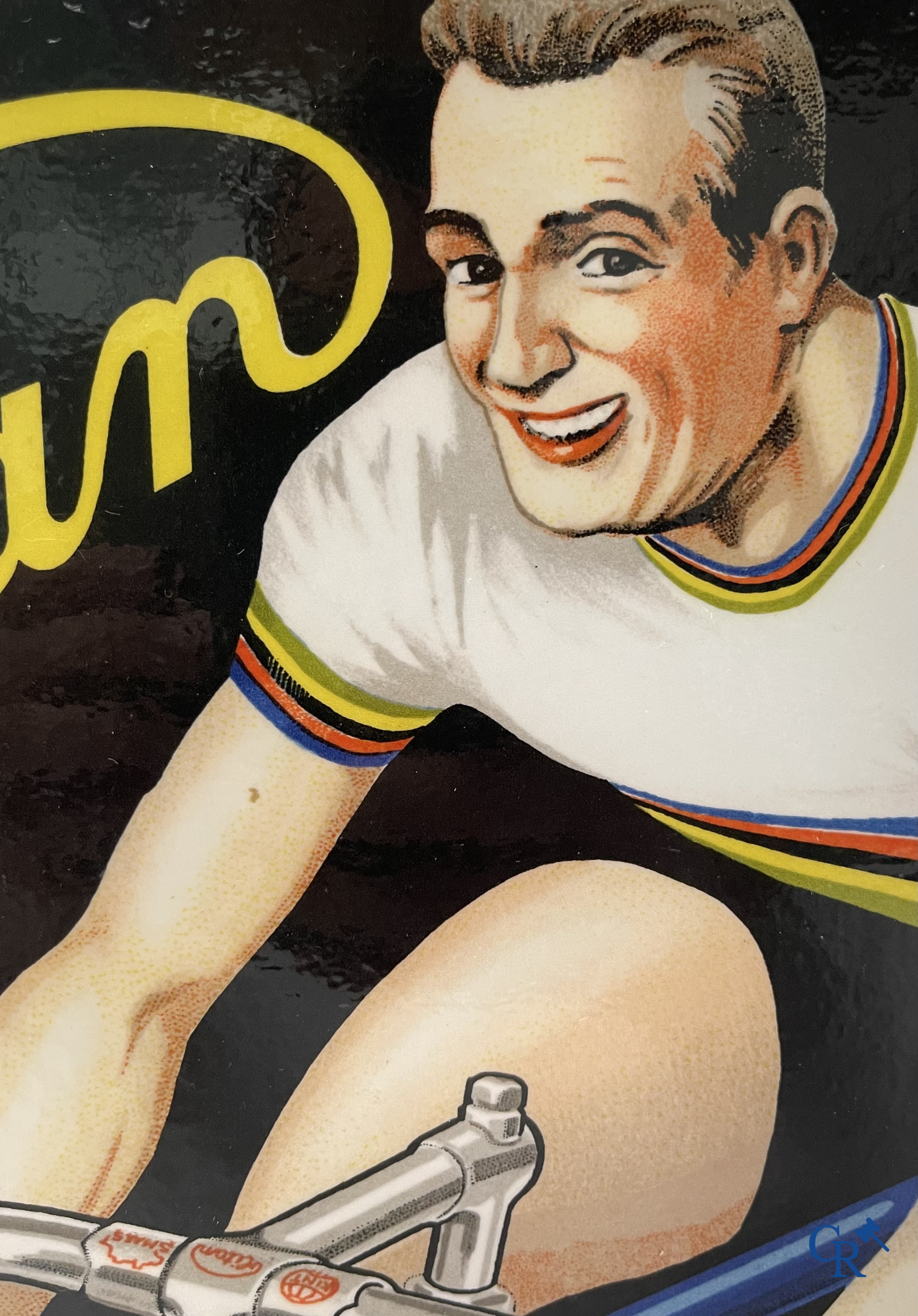 Titan, een publiciteit in geplastificeerd karton voor racefiets sturen. Publi-Art Bruxelles.