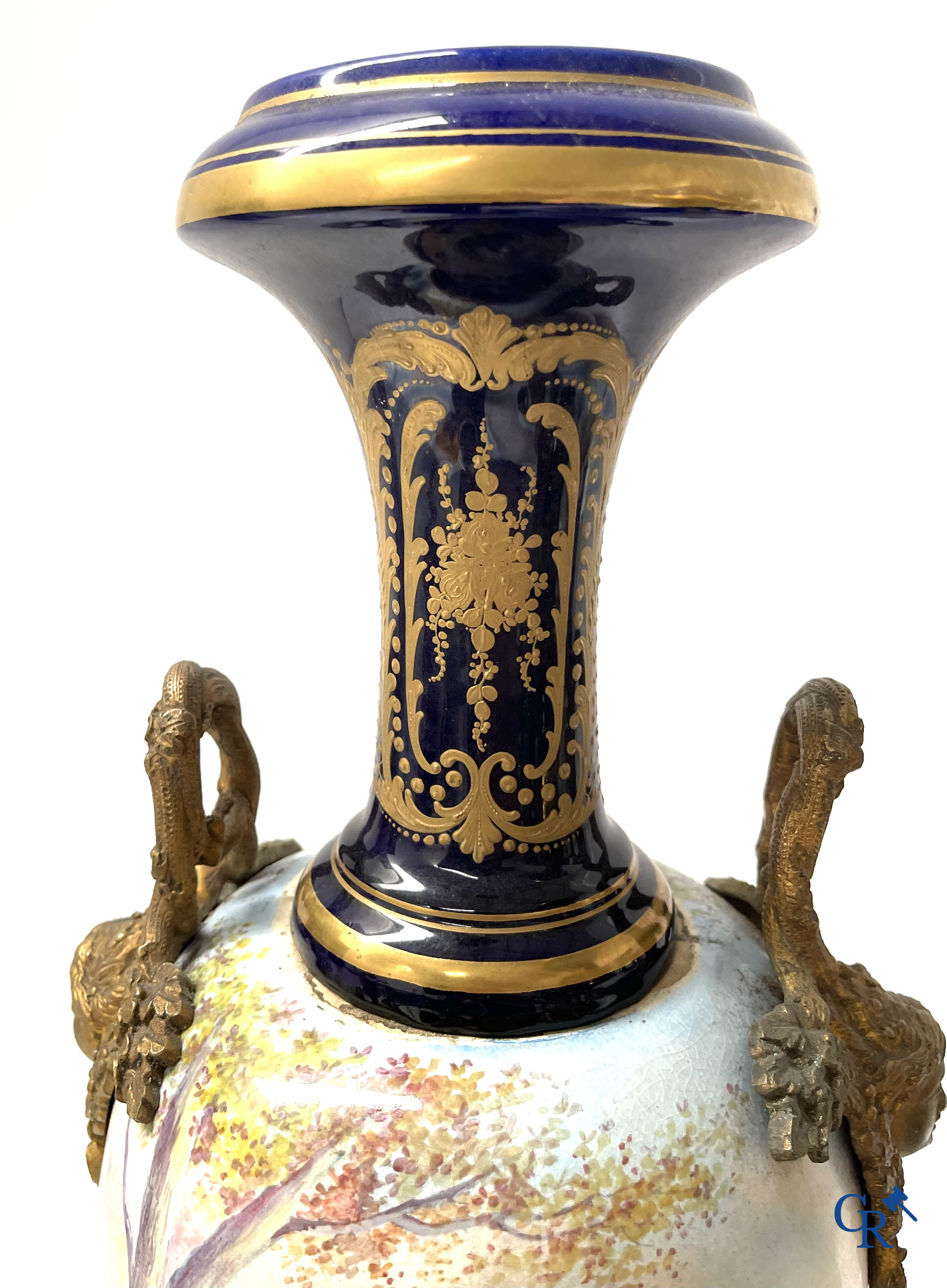 Sèvres, a large lot of Sèvres porcelain with bronze frames. Not mounted. Circa 1900.