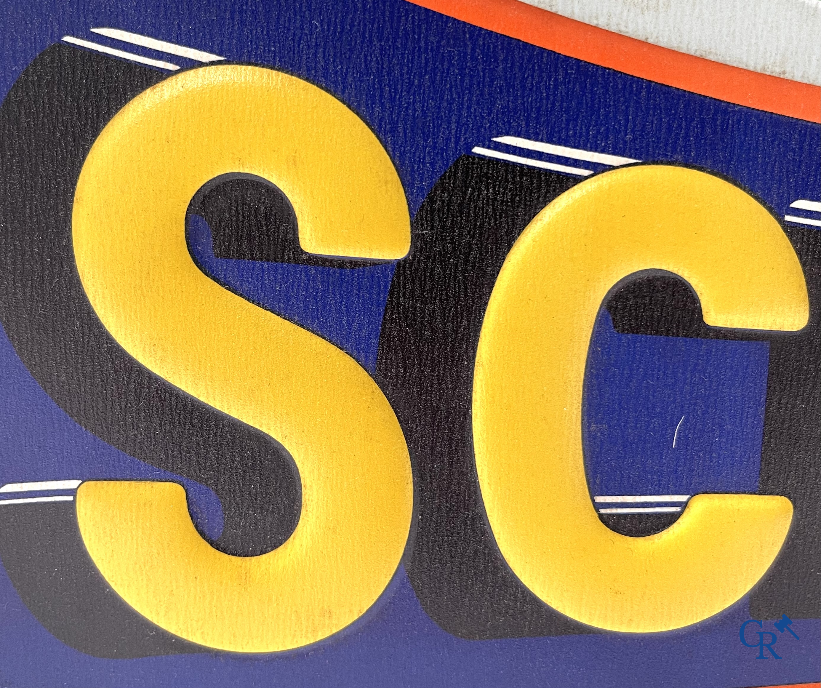 Schmidt, wijnhoudende aperitief. "For your health" Publicity sign in painted metal. Jofico, Bruxelles 1935.