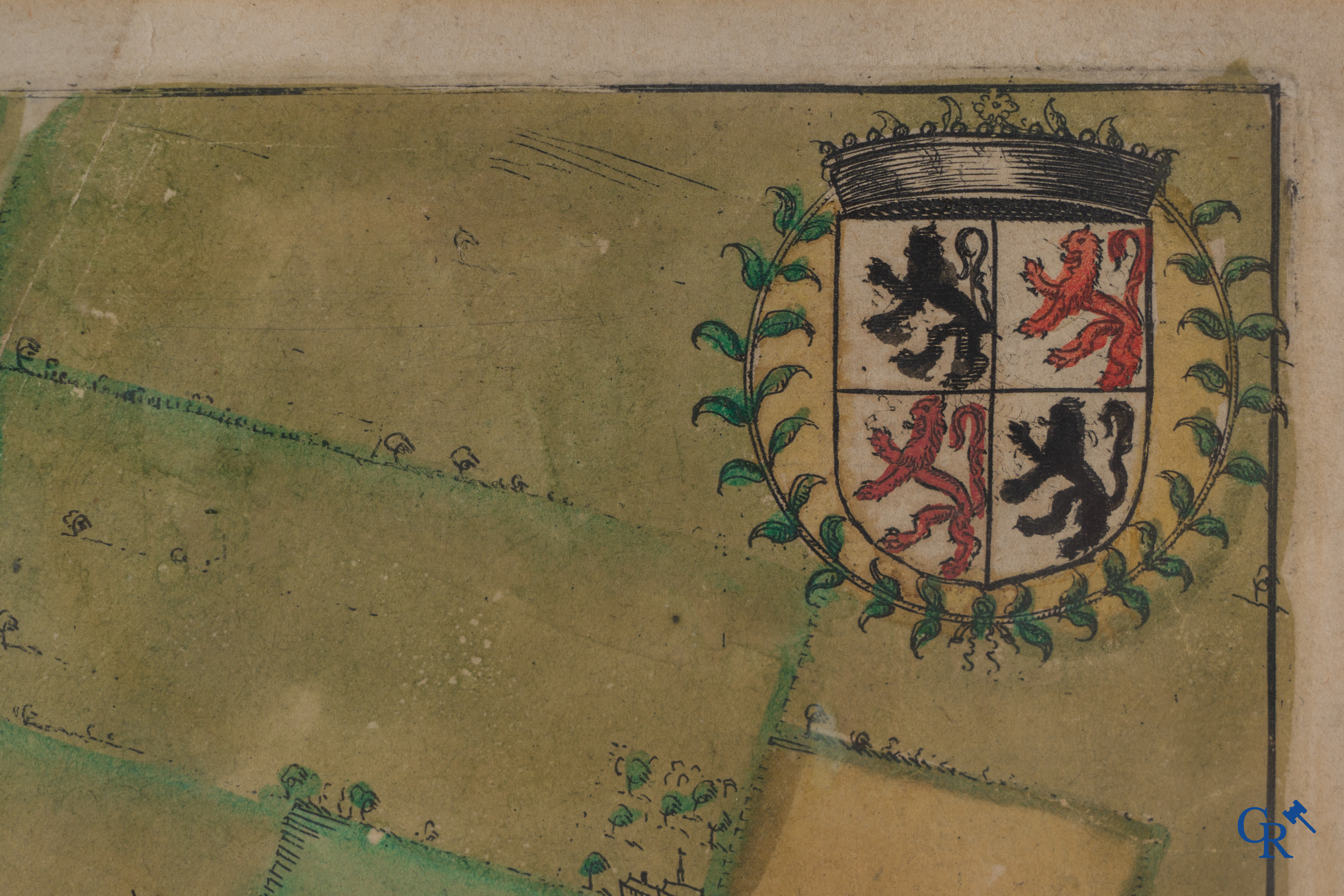 2 Cartes colorées à la main de la ville de Mons et de Tournai.