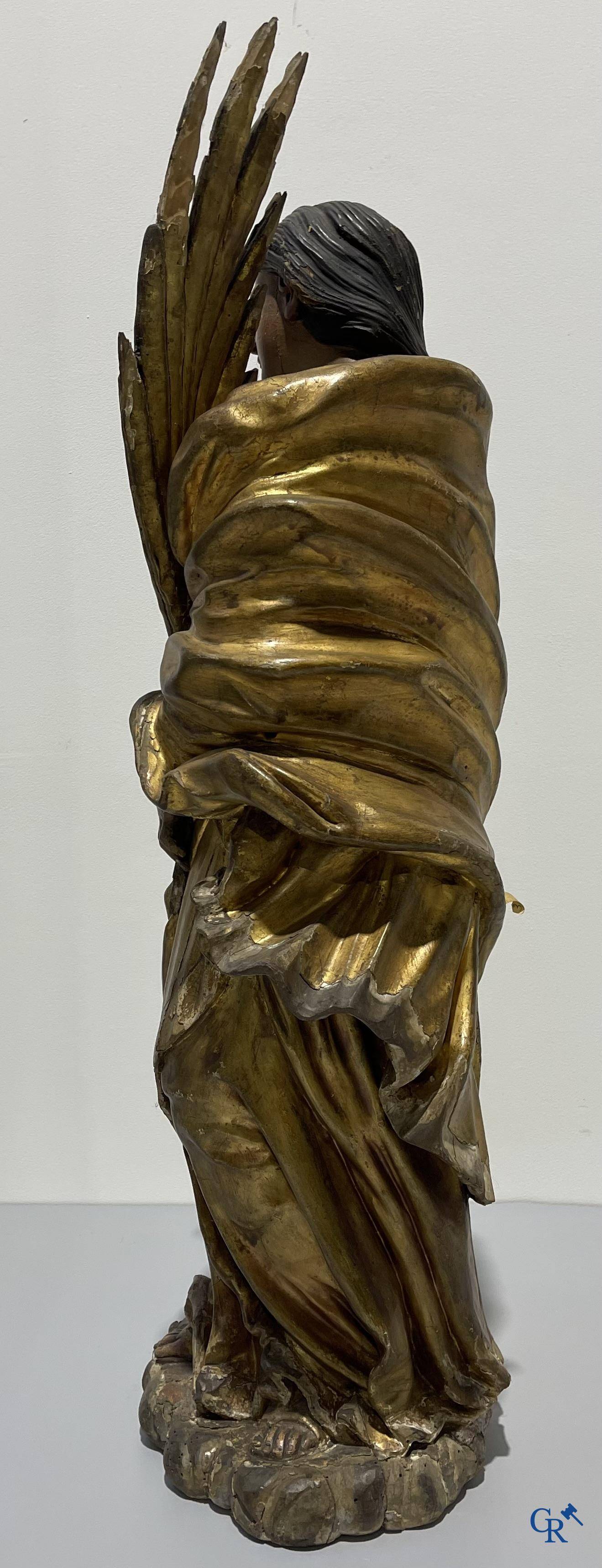 Exceptionally polychrome wooden statue of Saint Catherine of Alexandria with glass eyes, 18th century.