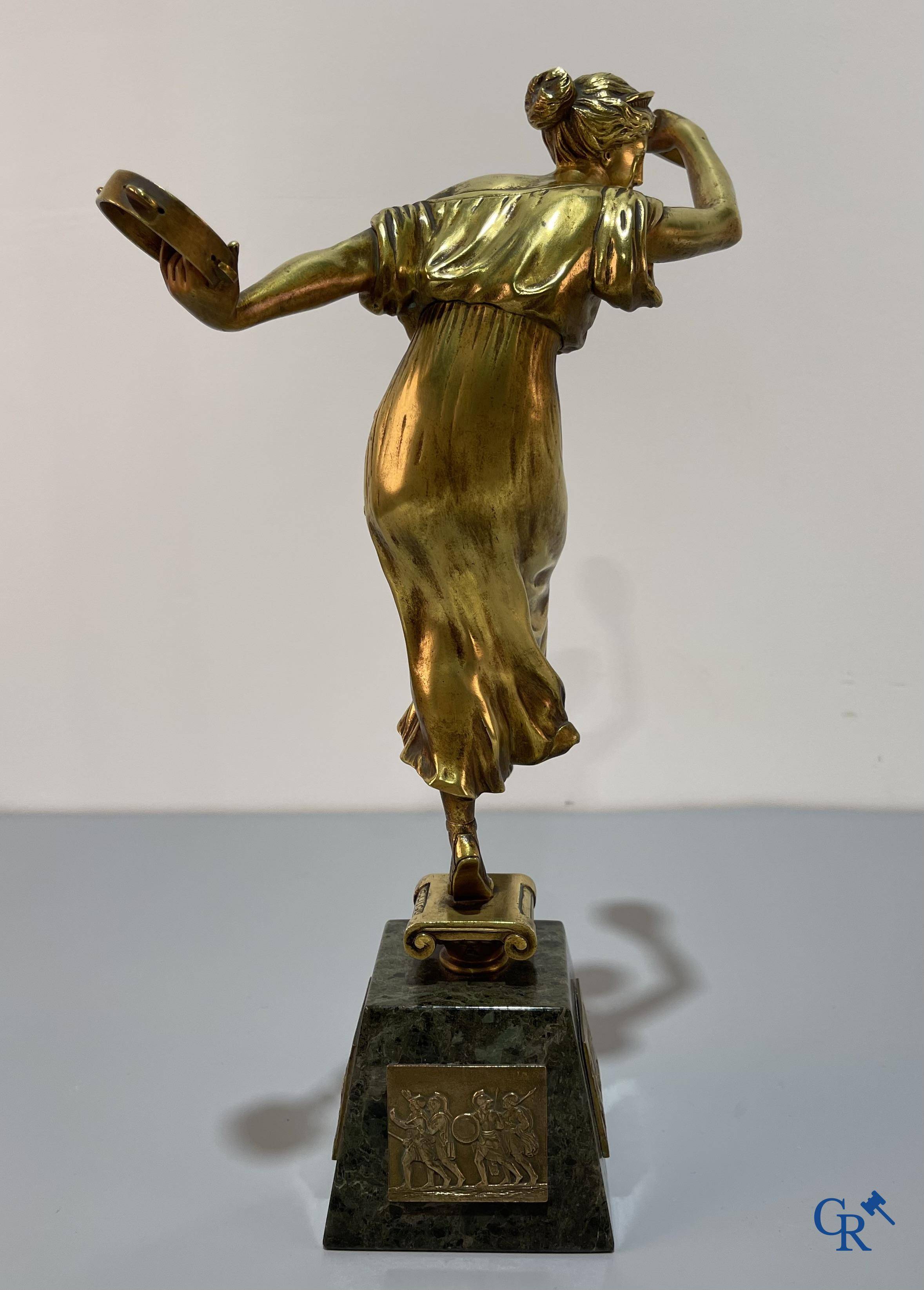 S. Lugli. A bronze Art déco representation of a dancer with tambourines. circa 1910-1920.