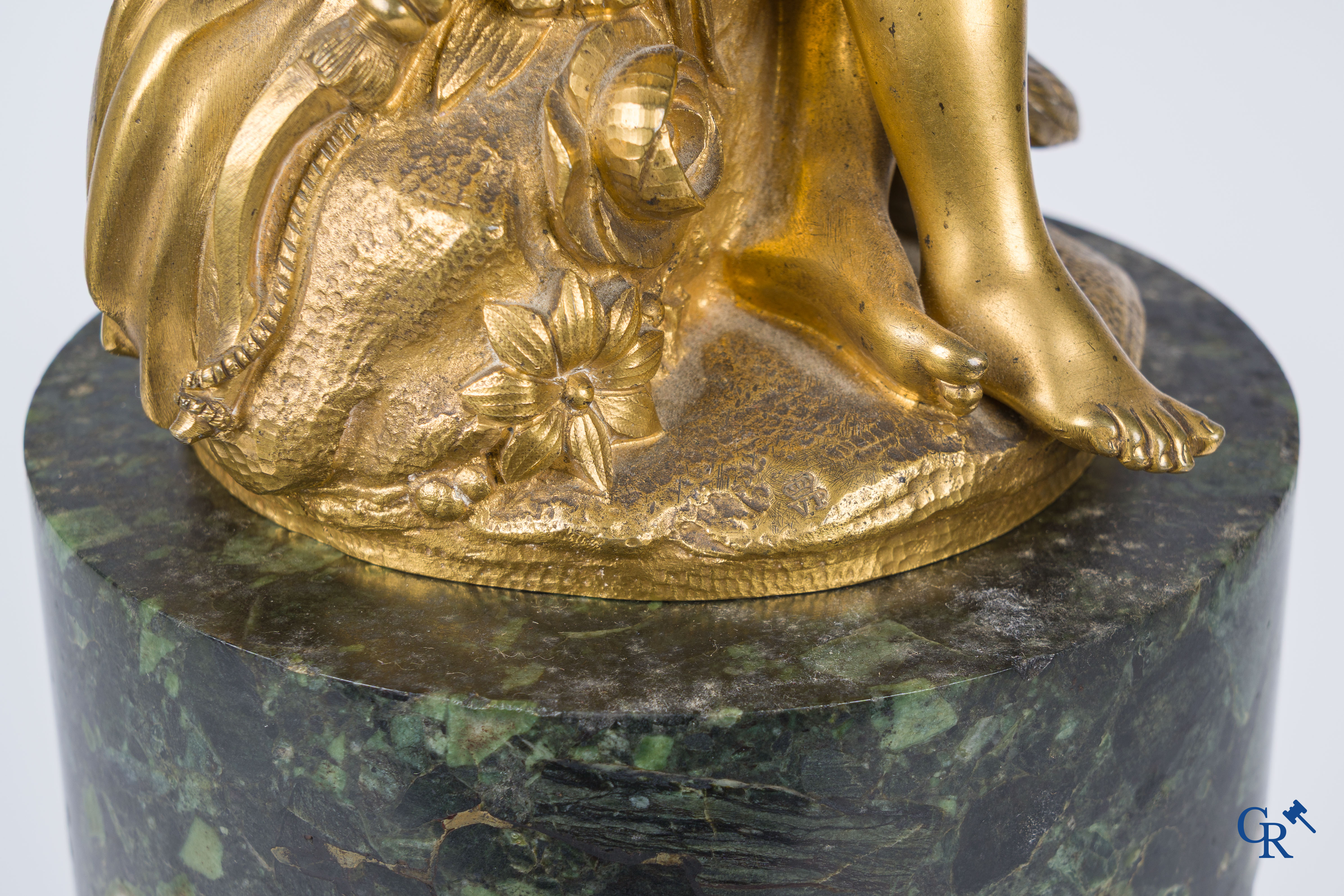 Victor Paillard. Pendule à Cercles Tournantes. Pendulum in green marble and gilded bronze. Circa 1860.