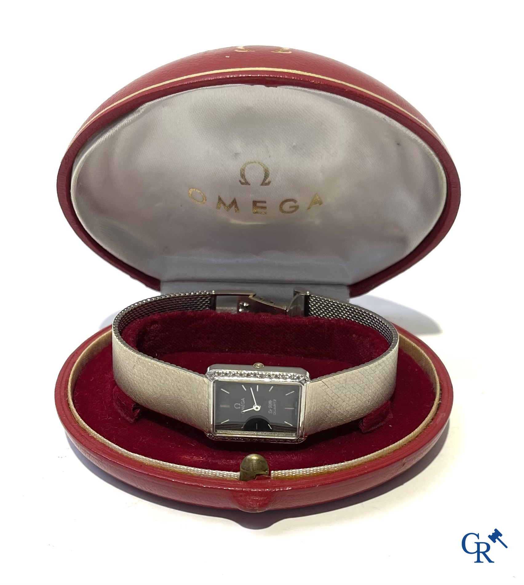 Omega De Ville, damespolshorloge in wit goud 750°/00 en kleine briljanten. Quartz. Zwitsers werk.