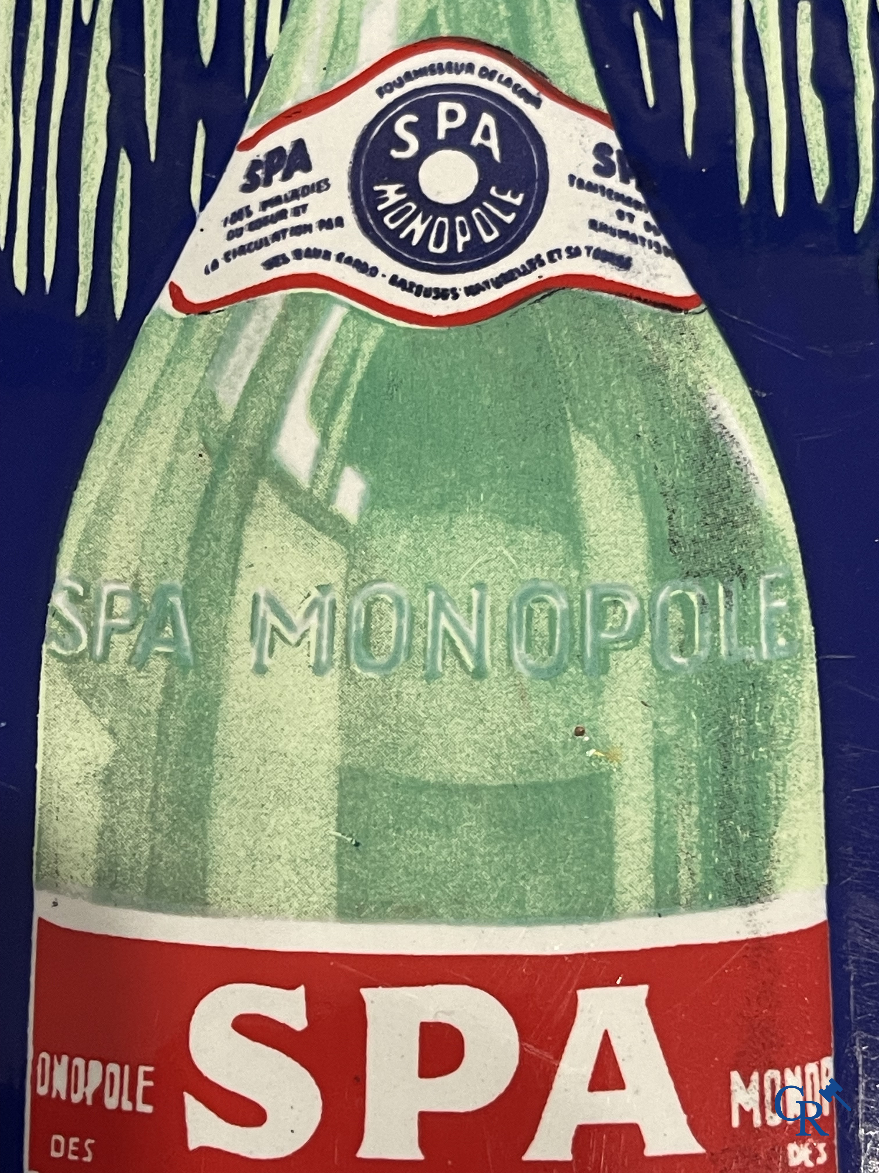 Spa, enamel advertising sign with Pierrot designed by Jean d 'Ylen. Emaillerie Belge Bruxelles 1956.