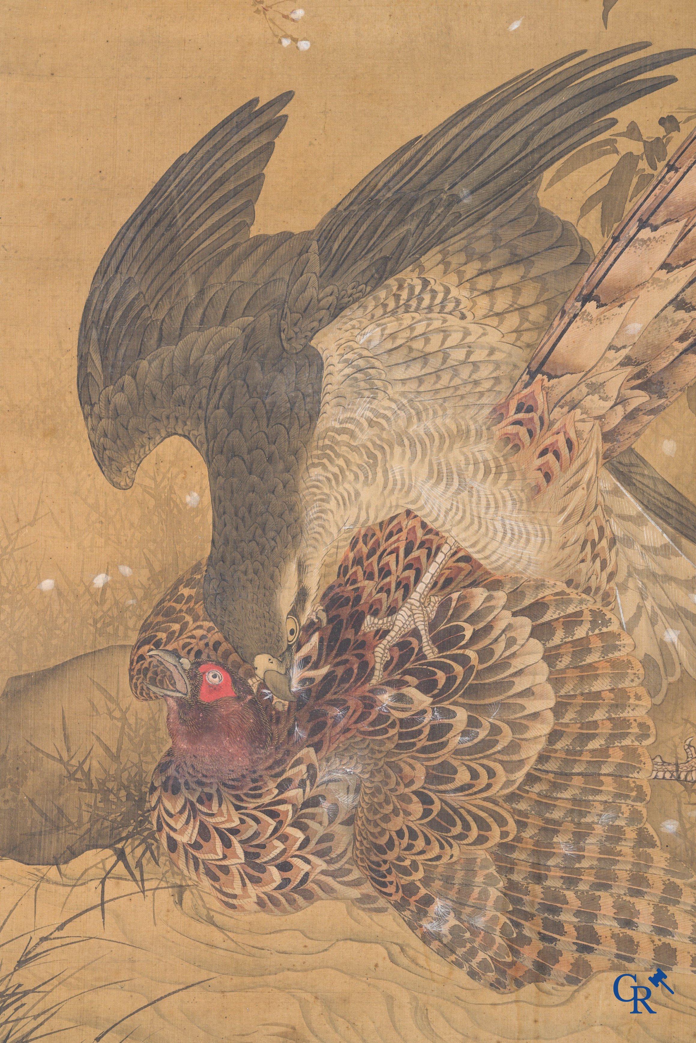 Asian Art, a large Japanese scroll. Signed. 18th century.