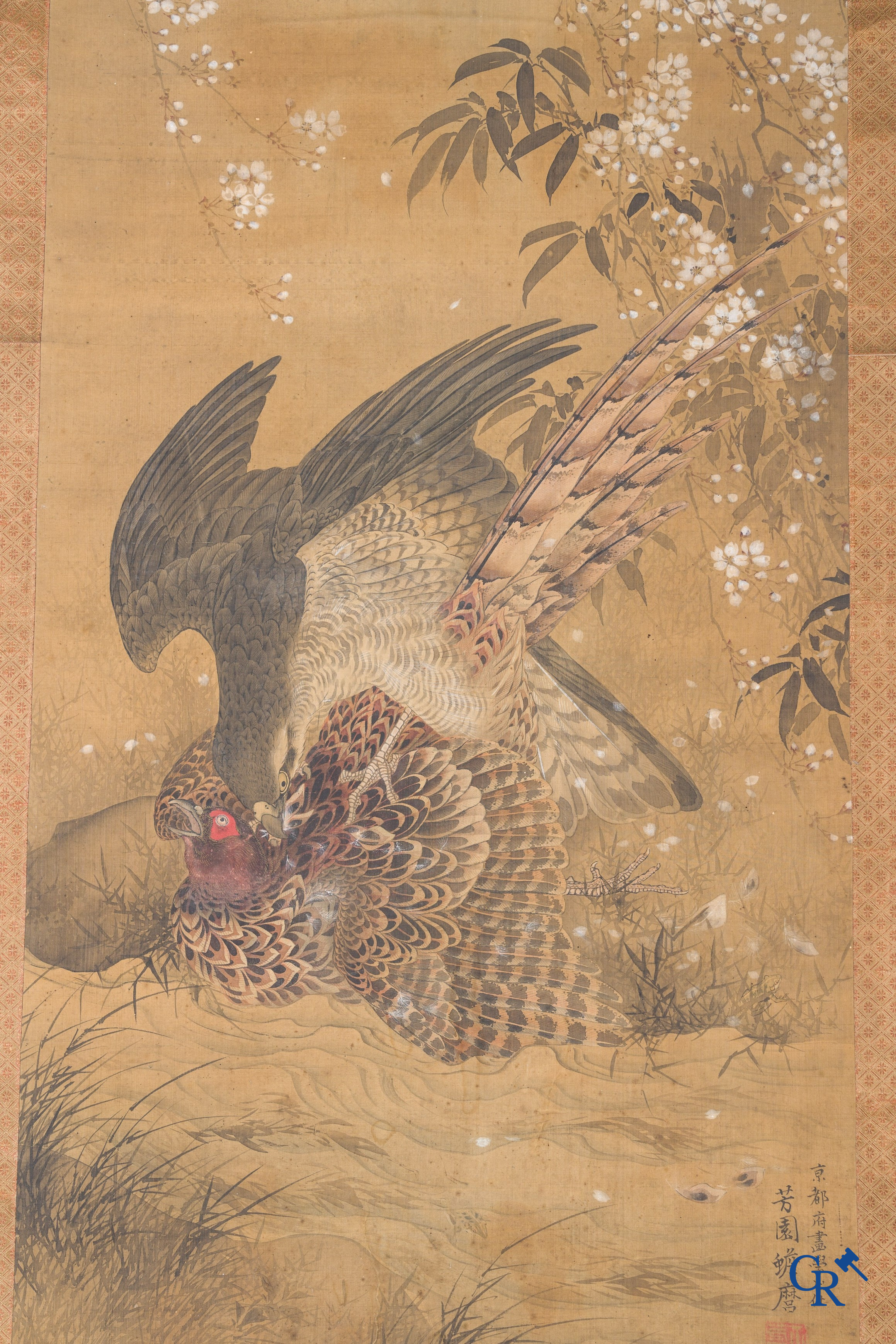 Asian Art, a large Japanese scroll. Signed. 18th century.