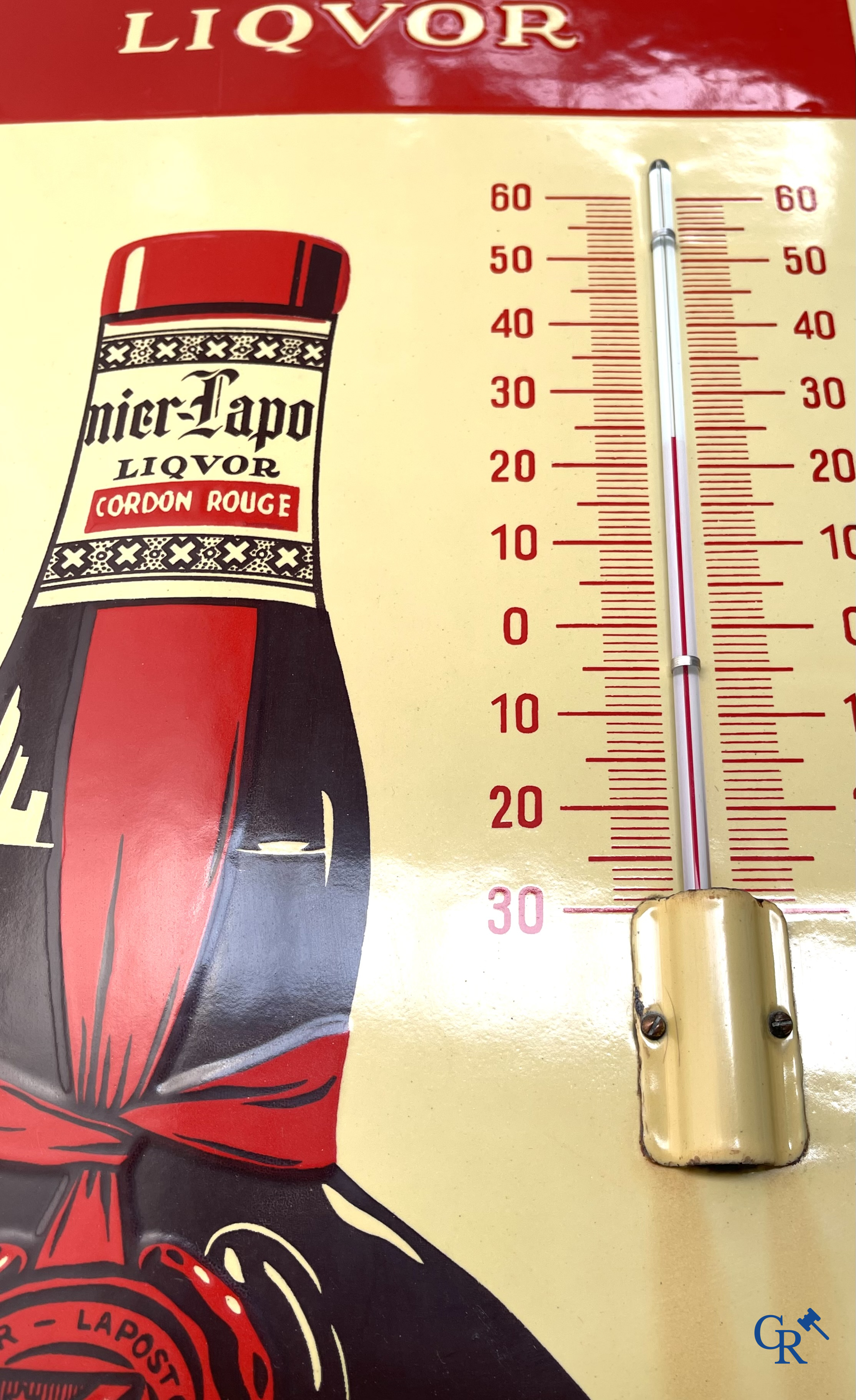 Grand Marnier, Large enamel publicity thermometer for the Grand Marnier liqueur. Enamel Alsacienne Strasbourg.