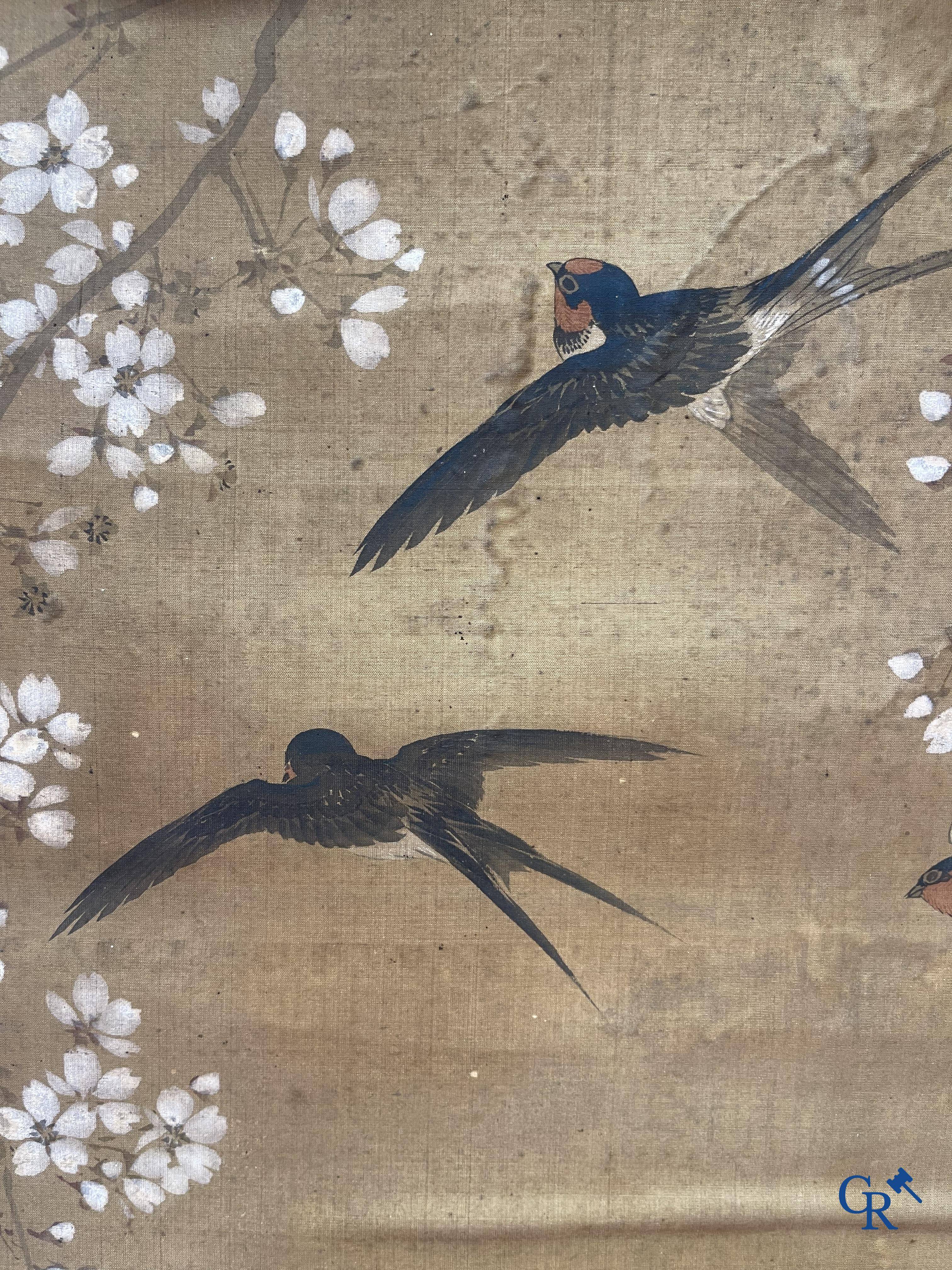 Asian Art, a large Japanese scroll. Signed. 18th century.