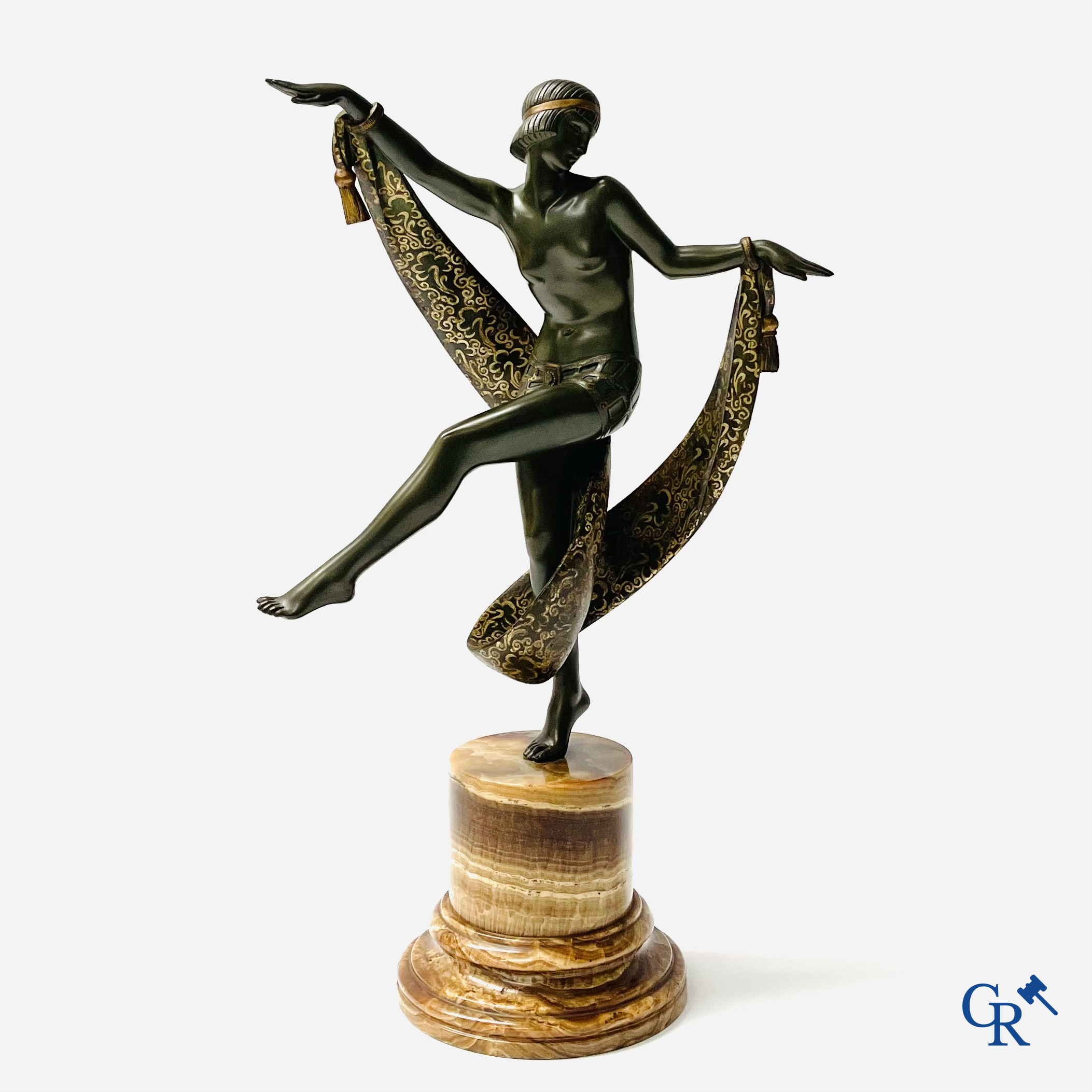 Fanny Rozet (1881-1921), Art Deco sculpture in patinated and damascened bronze. Signed.