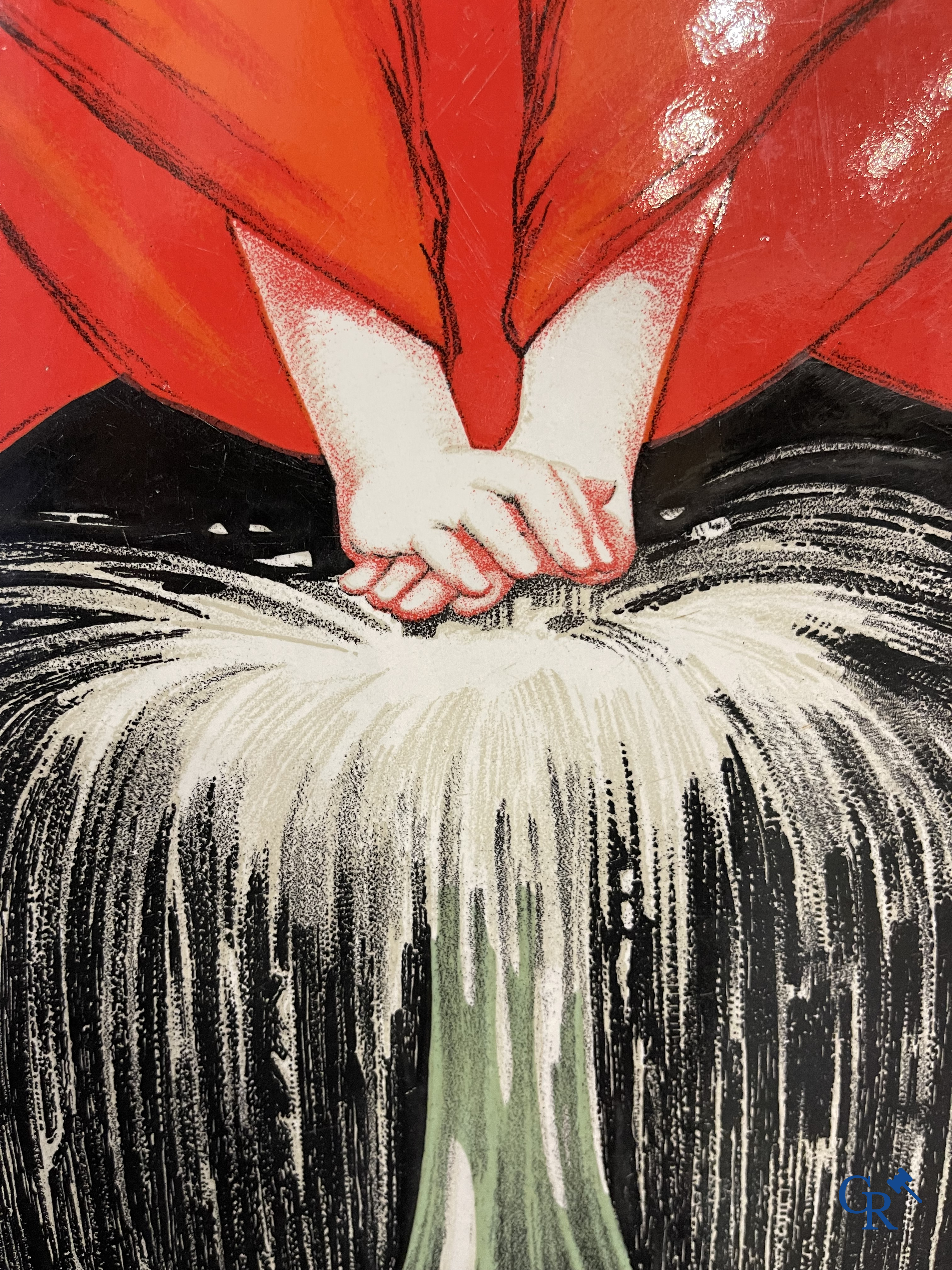 Spa Monopole "l'eau qui pétille" Plaque émaillée publicitaire représentant "Pierrot" d'après un dessin de Jean d'Ylen.