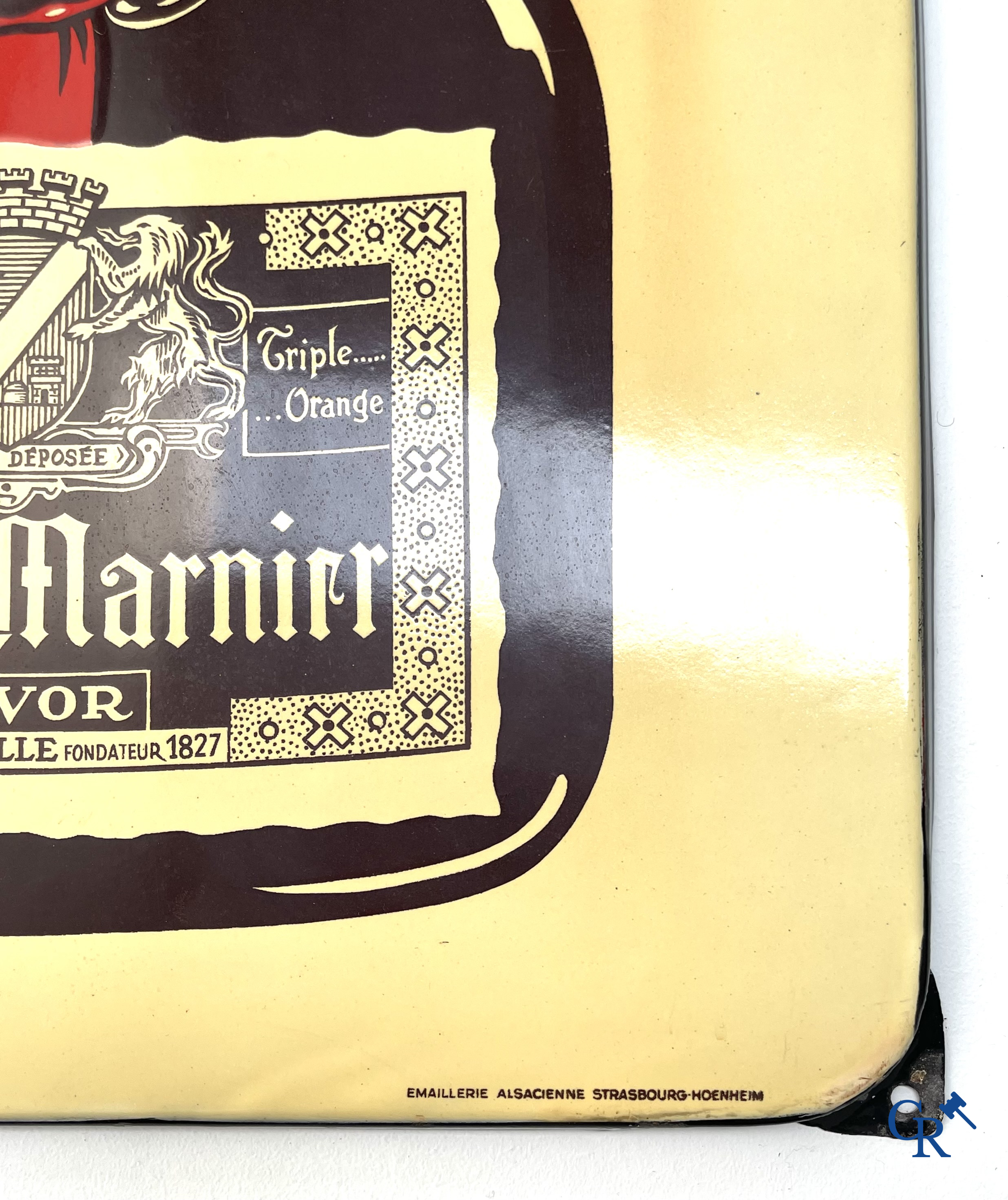 Grand Marnier, Large enamel publicity thermometer for the Grand Marnier liqueur. Enamel Alsacienne Strasbourg.