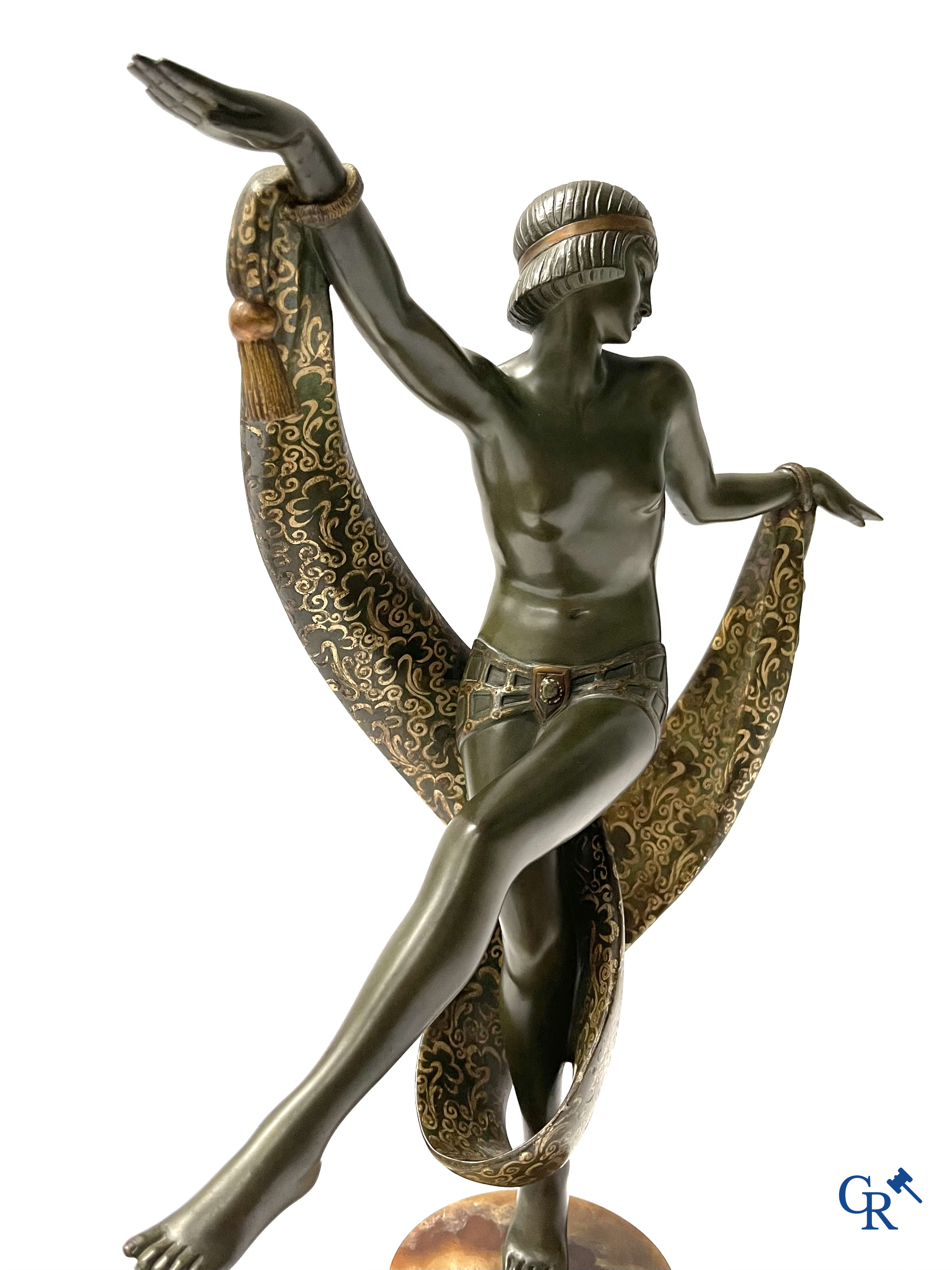 Fanny Rozet (1881-1921), Art Deco sculpture in patinated and damascened bronze. Signed.