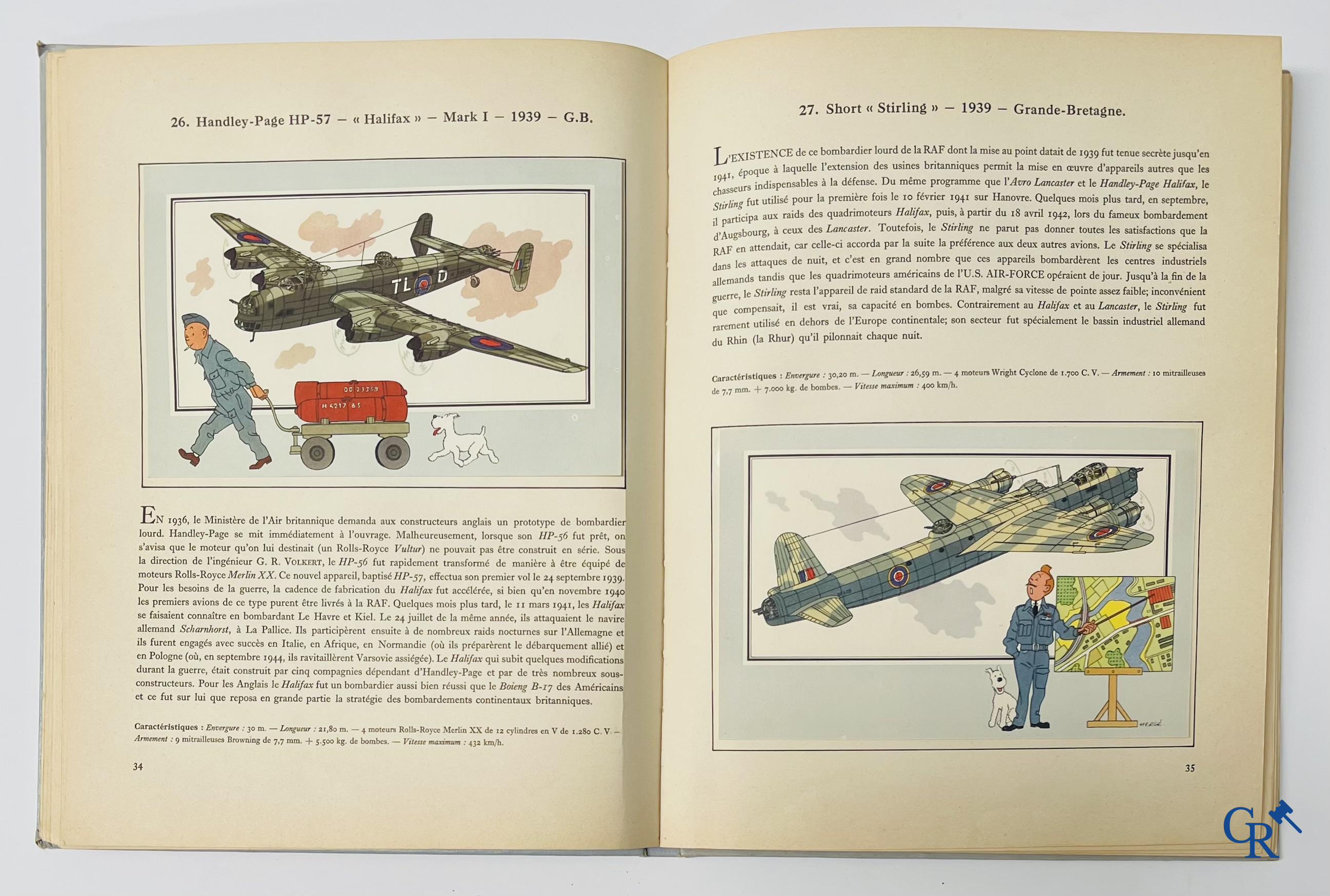 Hergé, L'Aviation Guerre 1939-1945. Collection Voir et Savoir. Copyright 1953. Lombard Brussels.