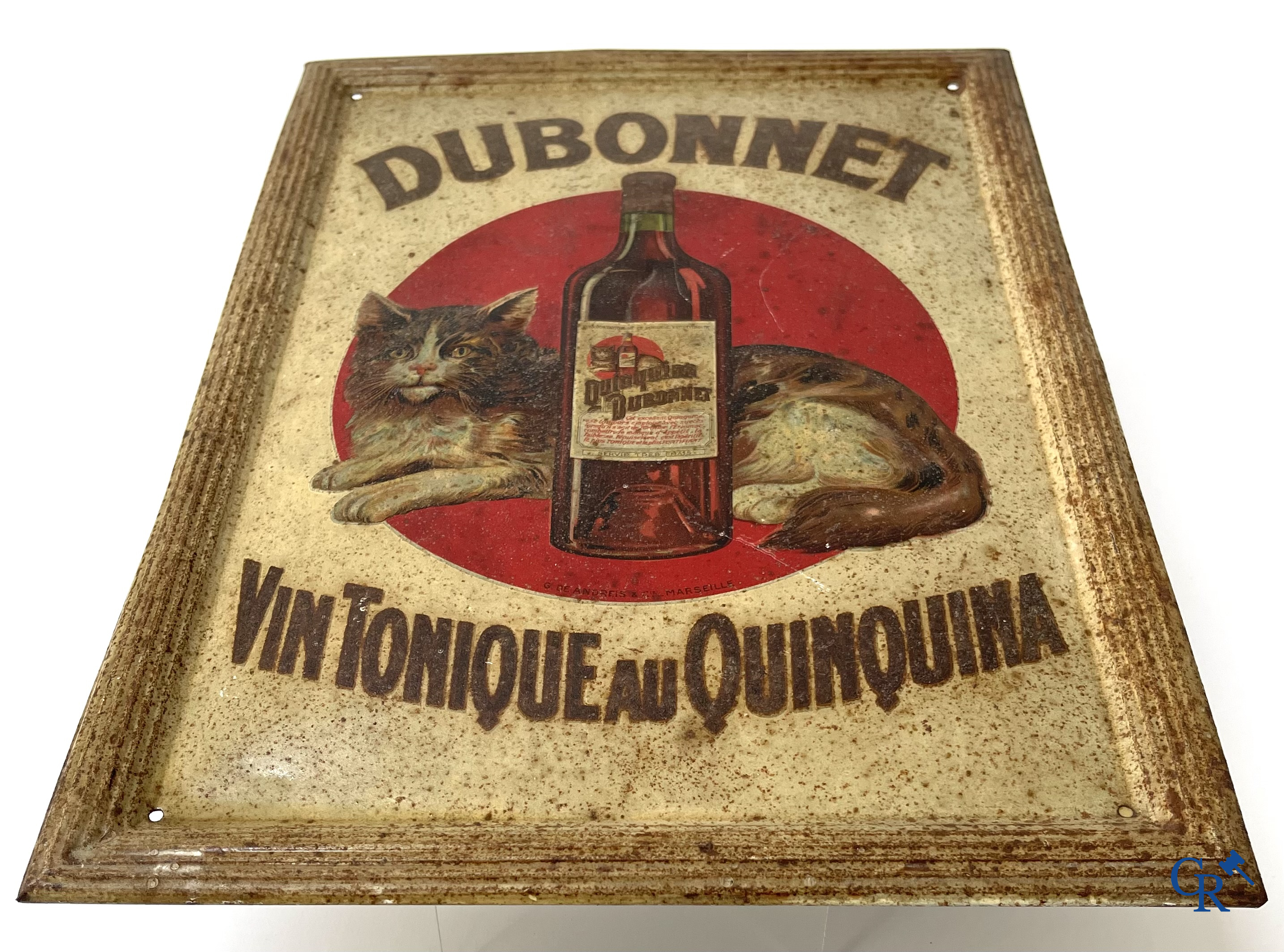 Dubonnet, Publicity printed on metal for Dubonnet, Vin Tonique au Quinquina. Imp. G. De Andreis & Cie. 1920's.