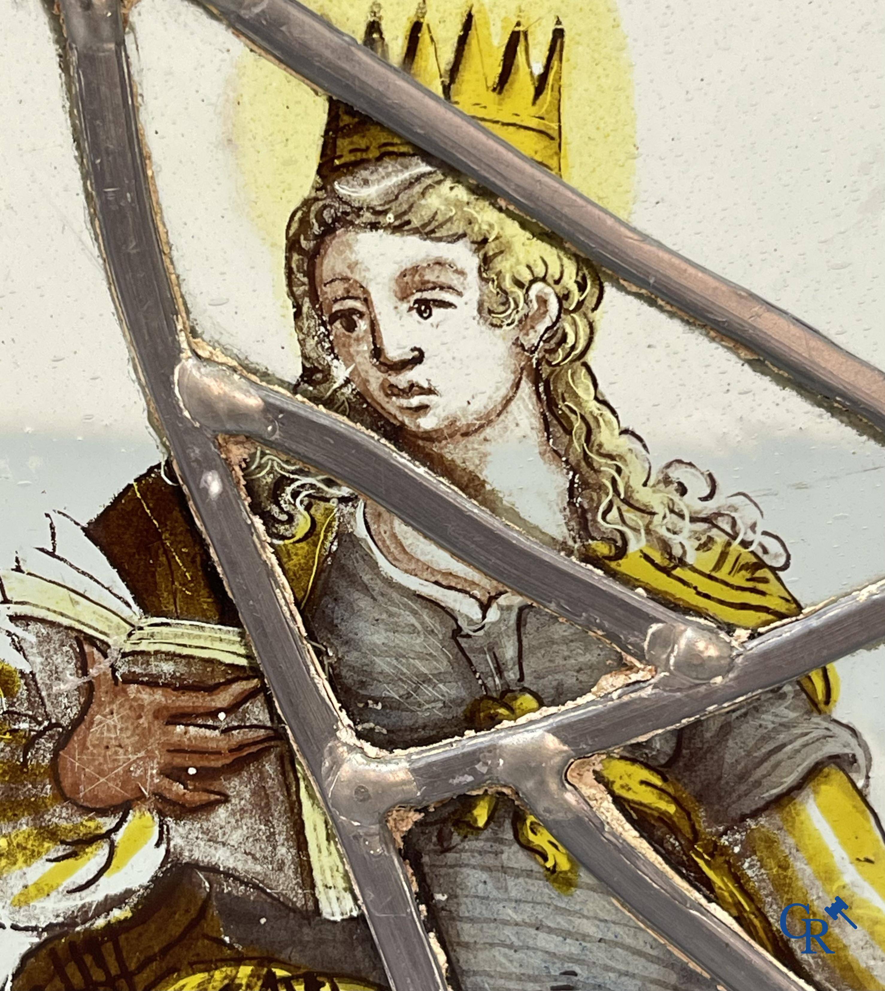 Un vitrail du XVIIème siècle de Sainte Catherine d'Alexandrie.