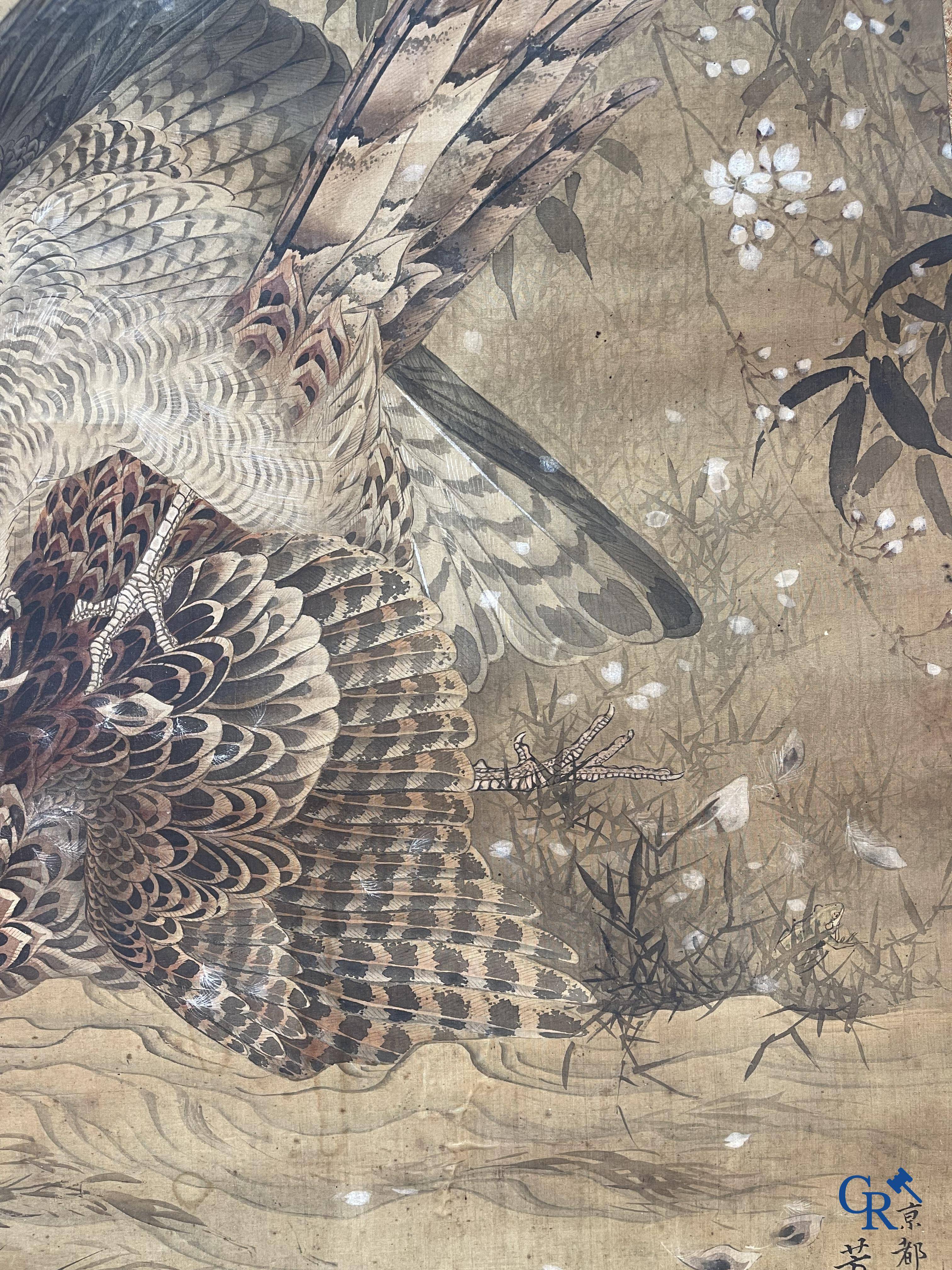 Asian Art, a large Japanese scroll. Signed. 18th century.