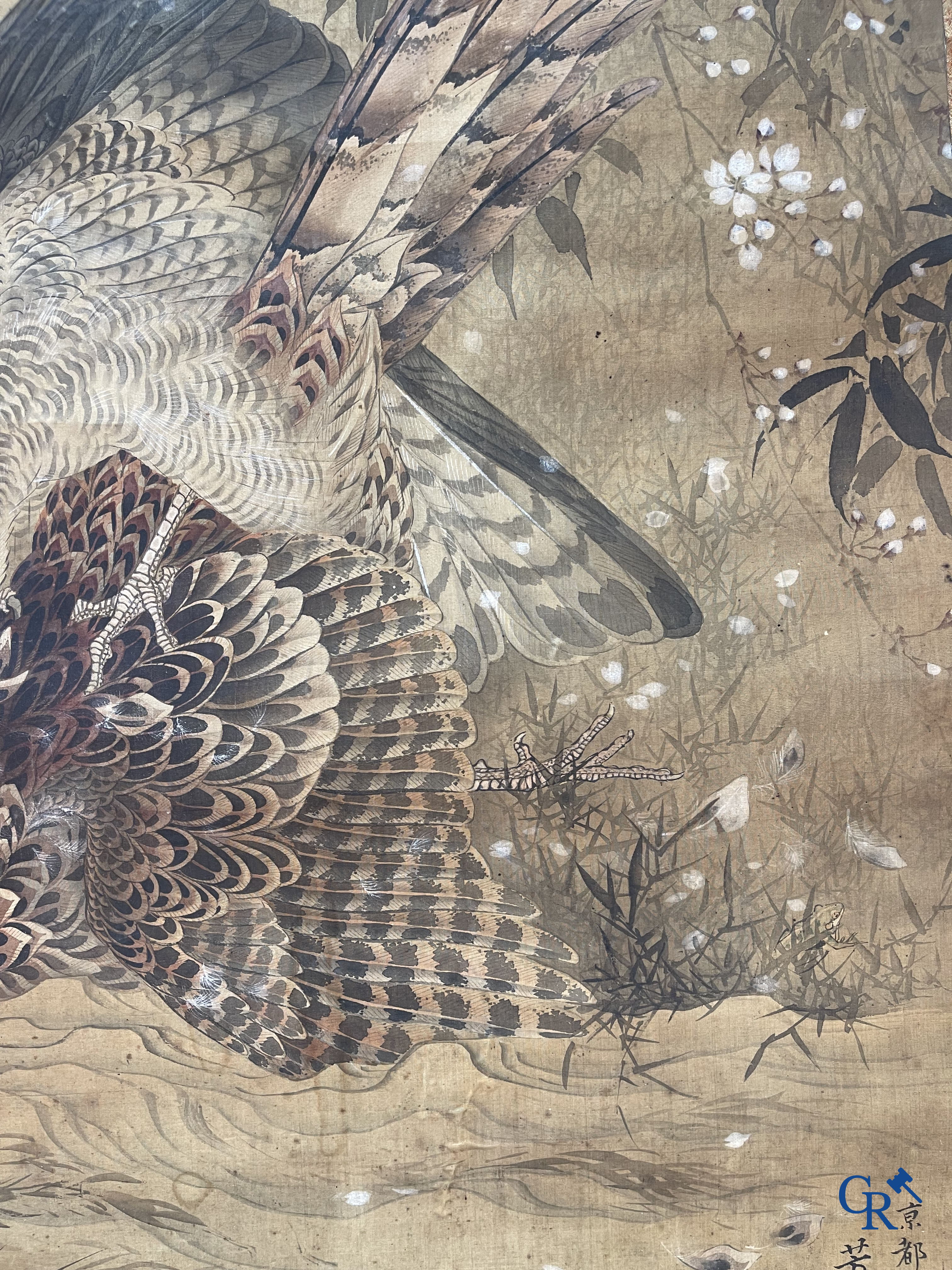 Asian Art, a large Japanese scroll. Signed. 18th century.