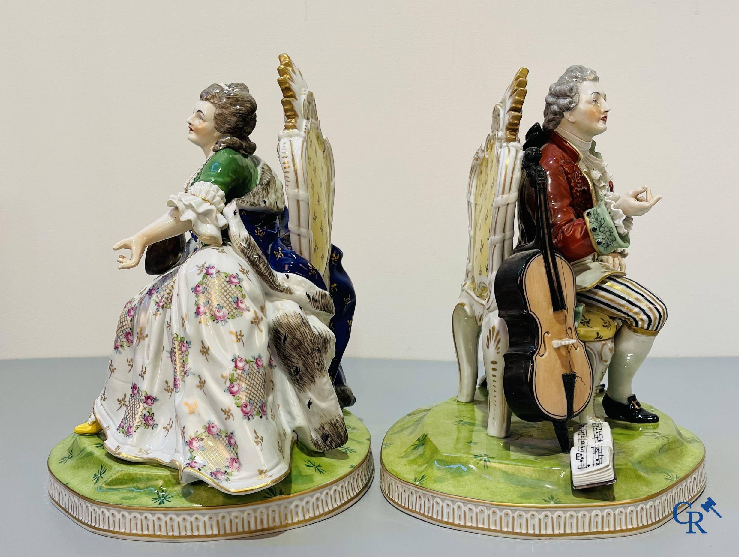 European porcelain, a pair of imposing groups in German porcelain, probably Carl Thieme, Dresden. circa 1900.
