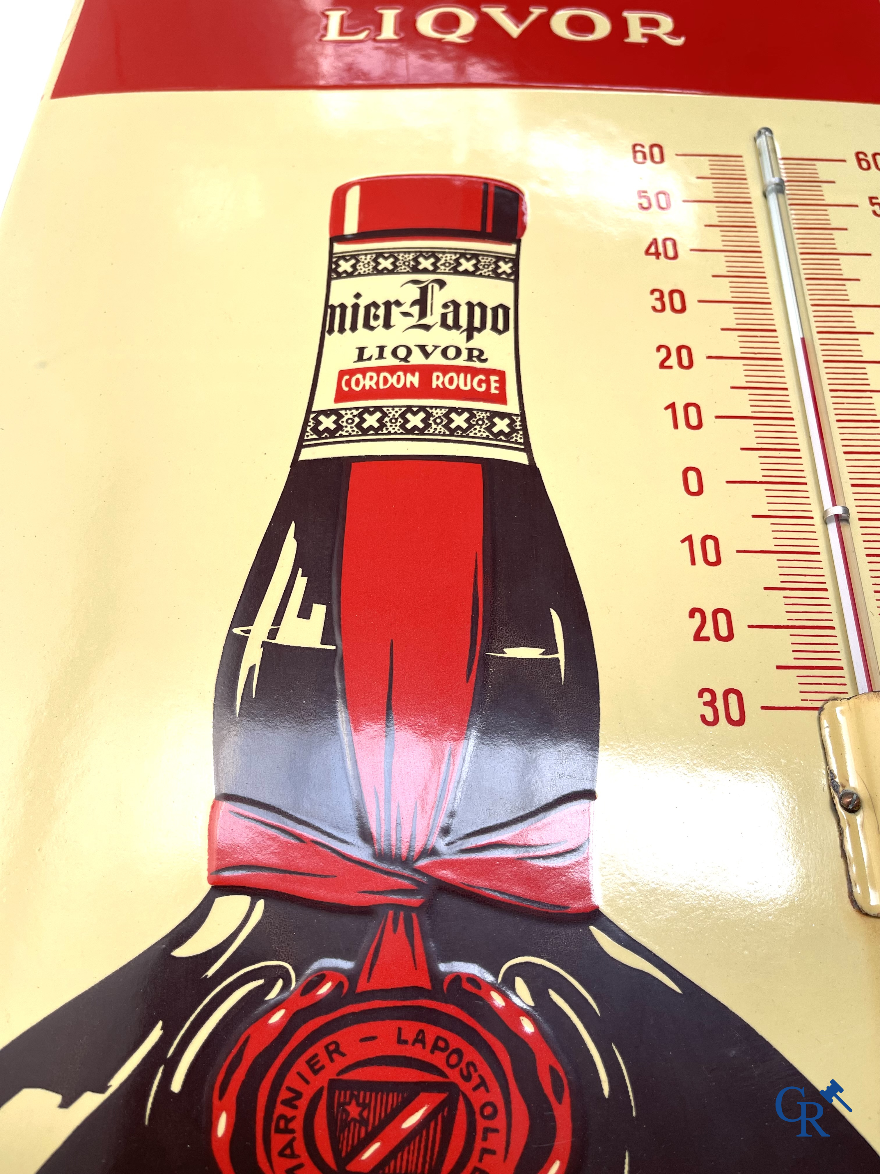 Grand Marnier, Large enamel publicity thermometer for the Grand Marnier liqueur. Enamel Alsacienne Strasbourg.