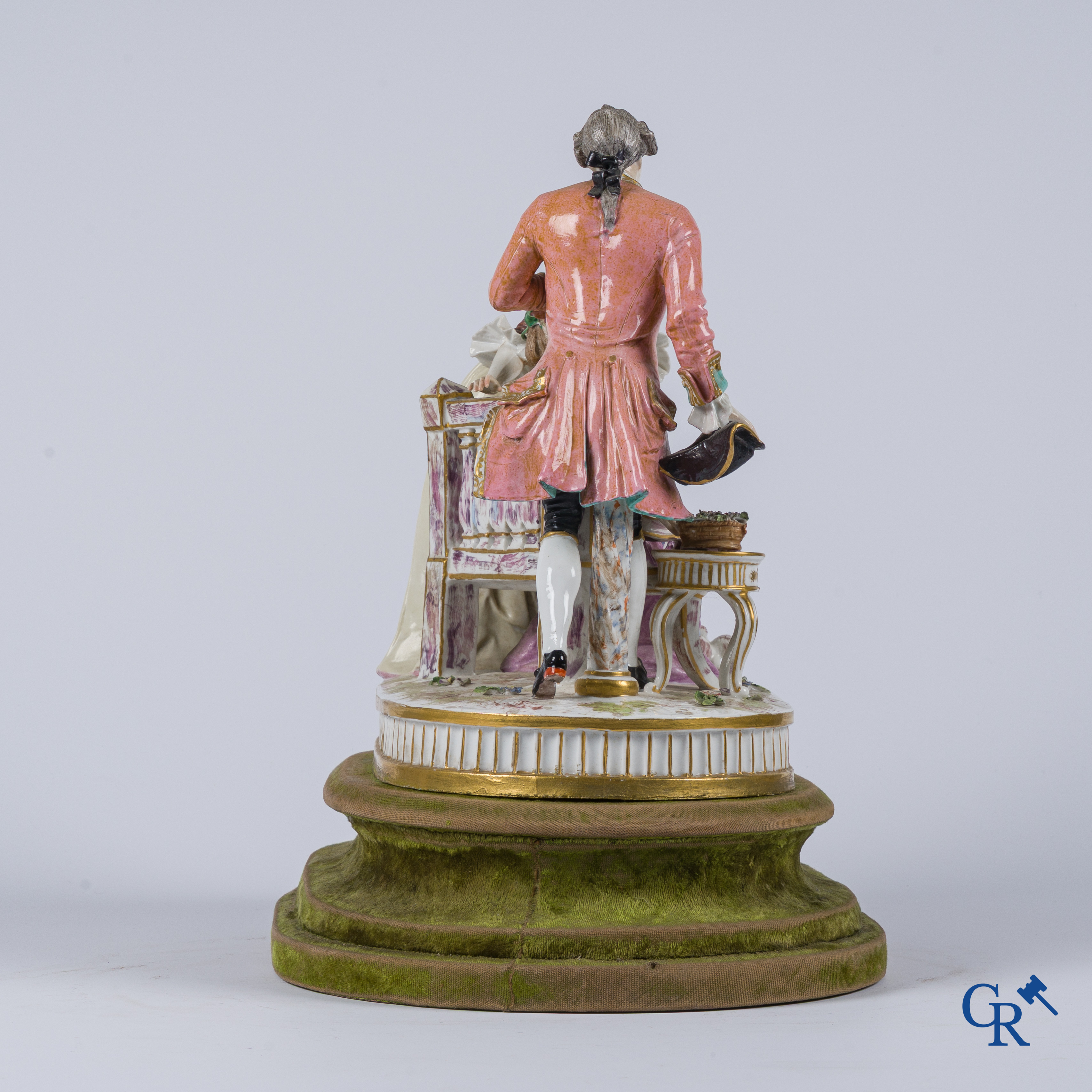 Porcelain. An exceptional group in multi-coloured and gilded porcelain. Marked. 19th century.