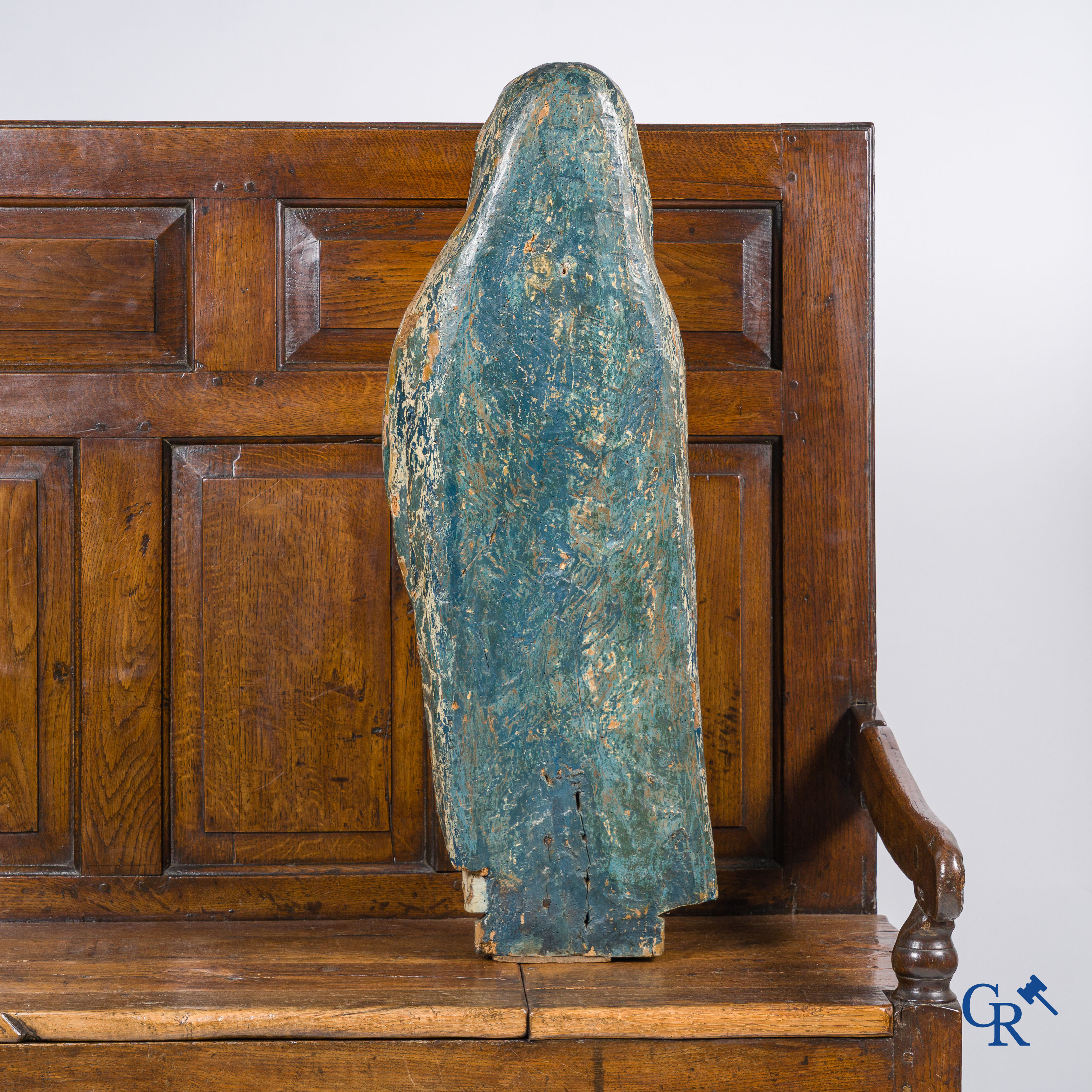 Religious objects, a polychrome wooden statue of a Madonna, XVIIth century.