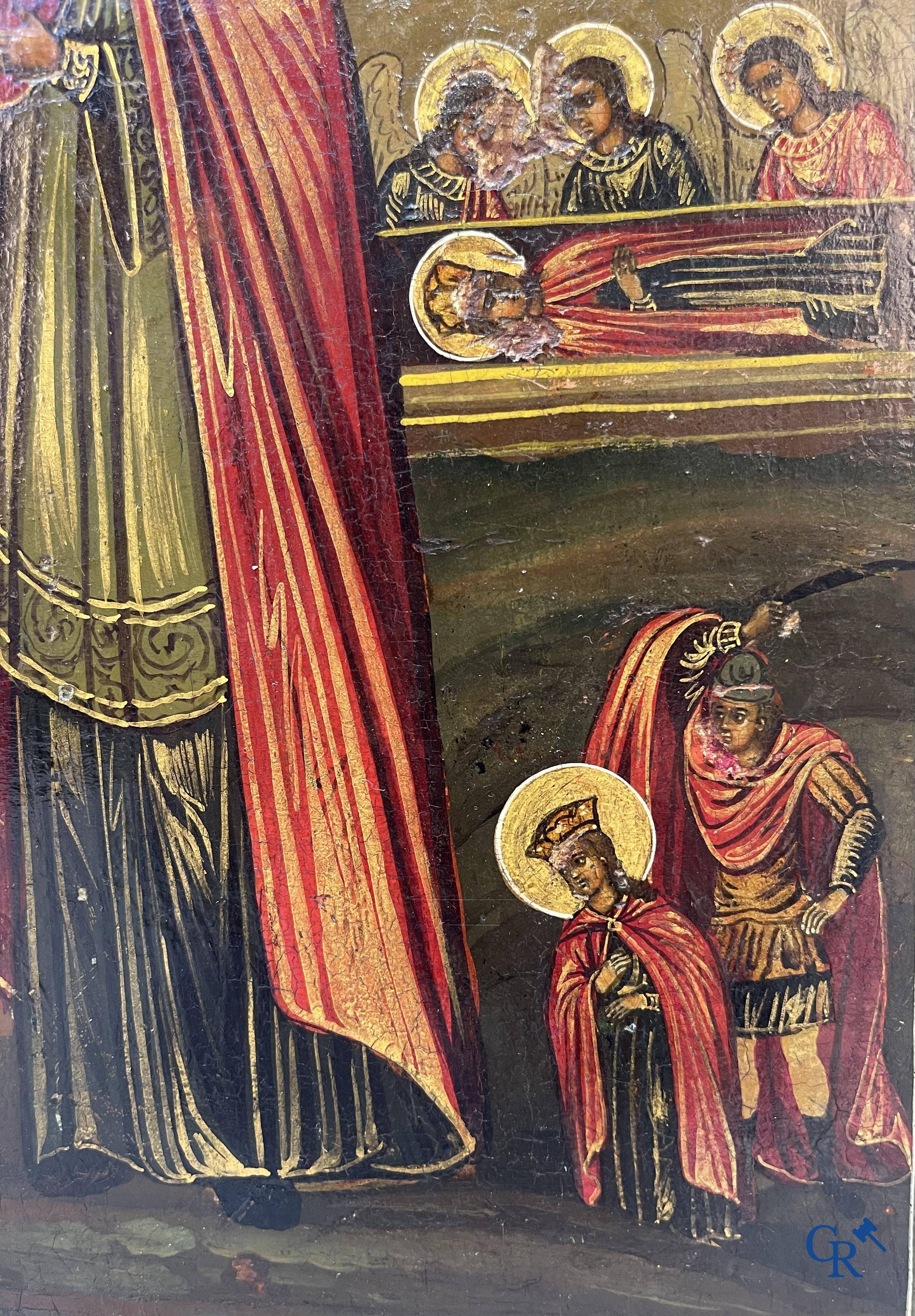 Icon with scenes from the life of Saint Catherine of Alexandria, early 19th century.