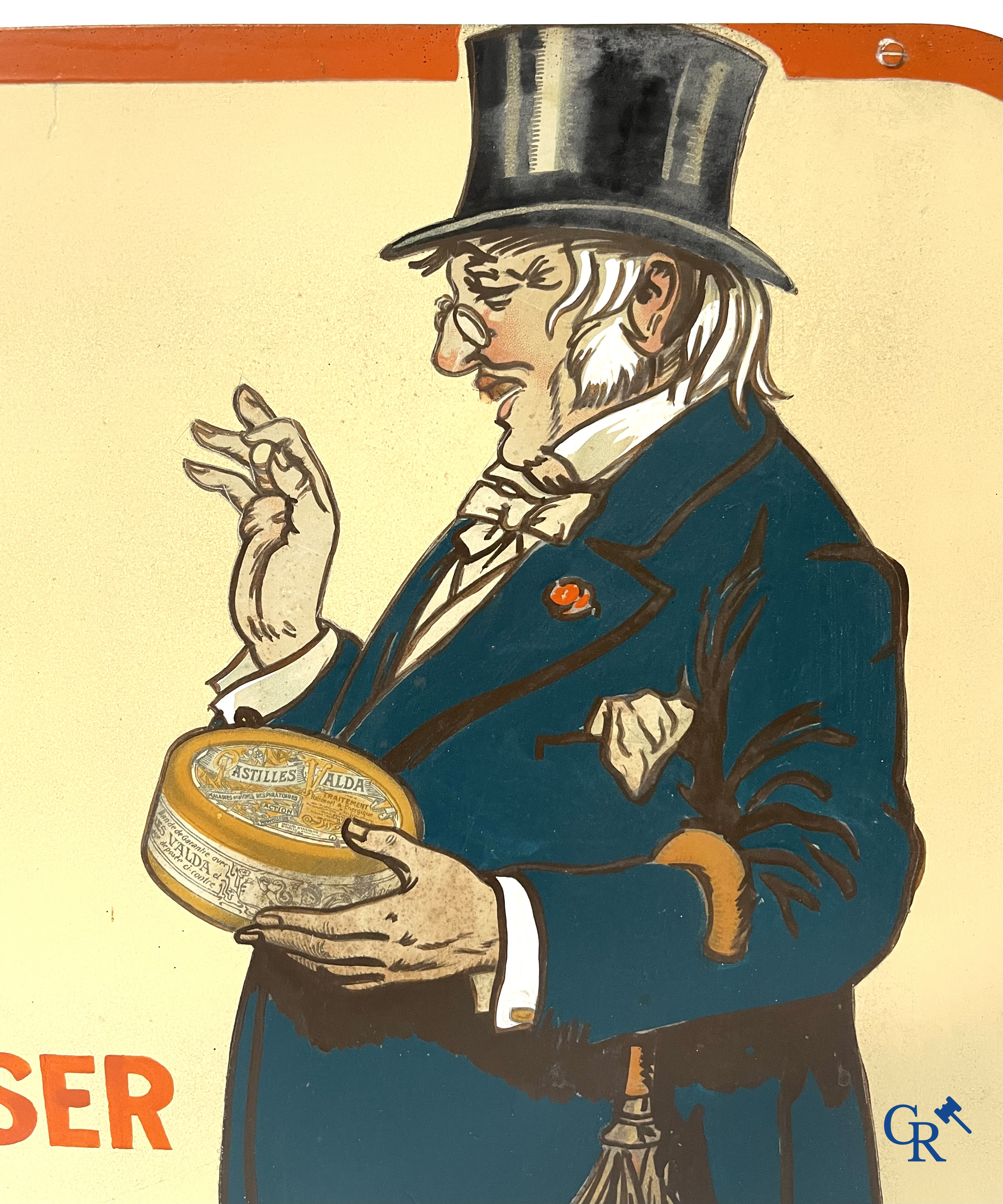 Pastilles Valda, Publiciteits automaat met voorstelling van dokter Valda naar een illustratie van Georges Grellet.