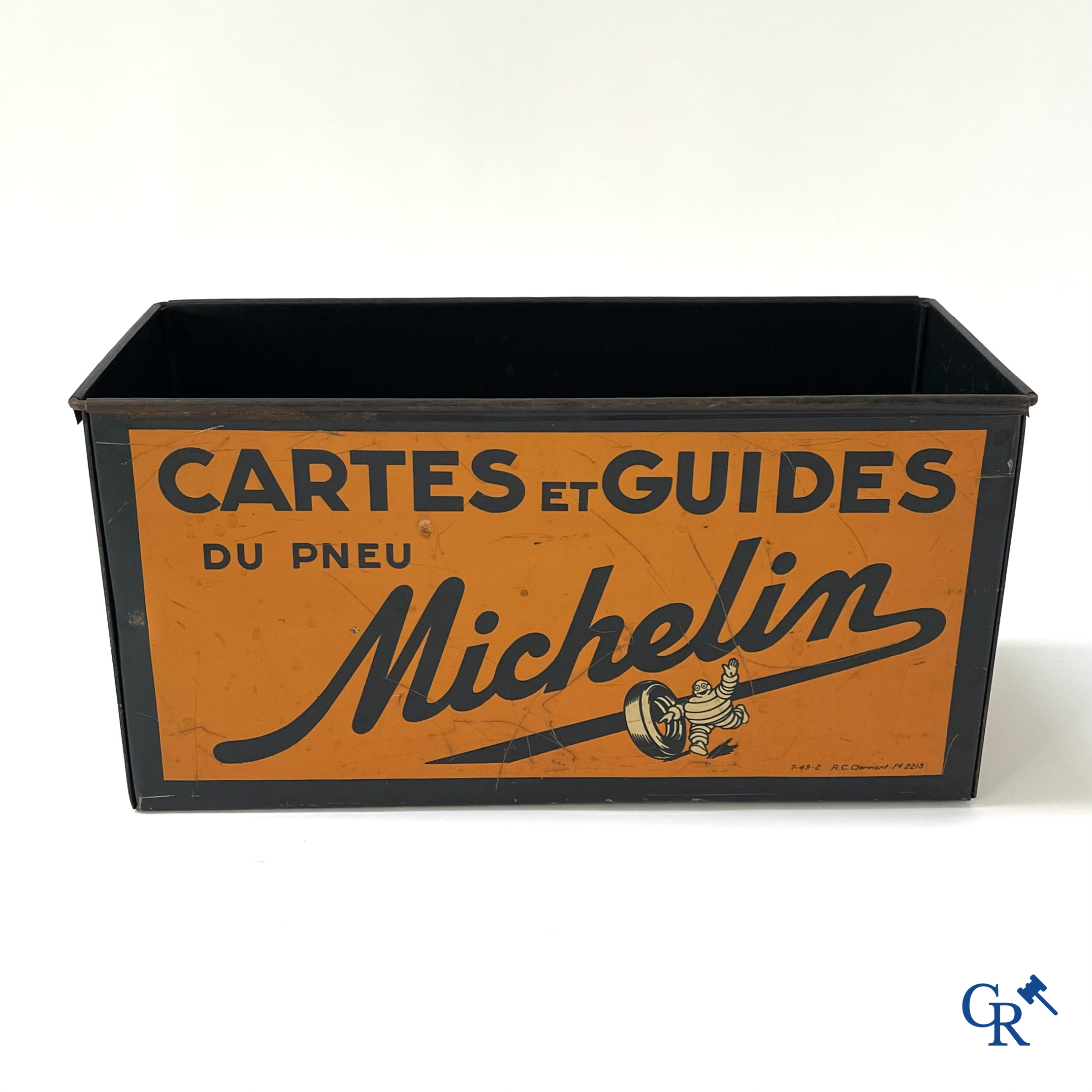 Michelin, a rectangular box in printed tin for Michelin maps and guides.