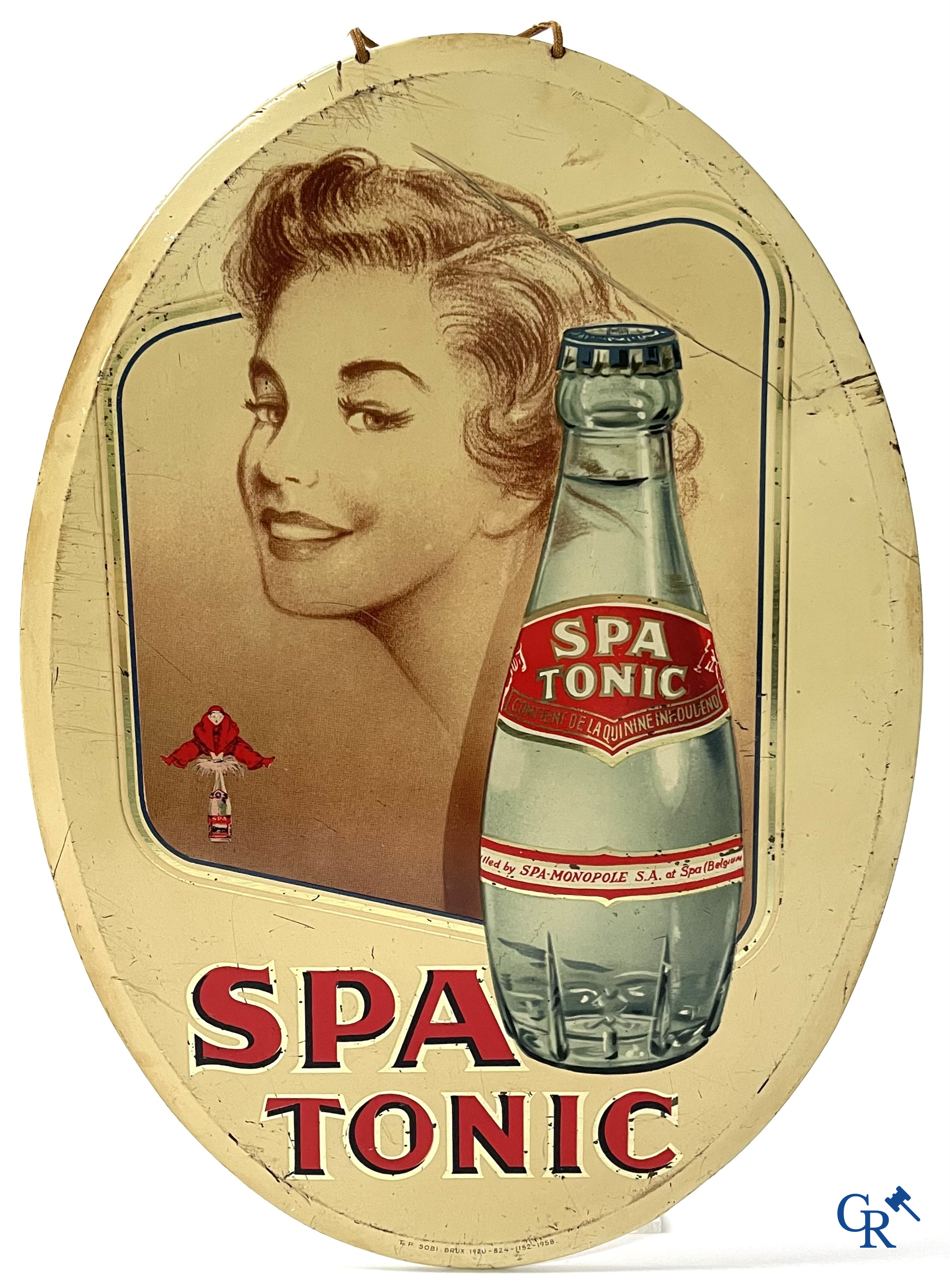 Spa, a publicity for Spa Tonic and a thermometer in printed metal for Spa, after a design by Jean D'Ylen.