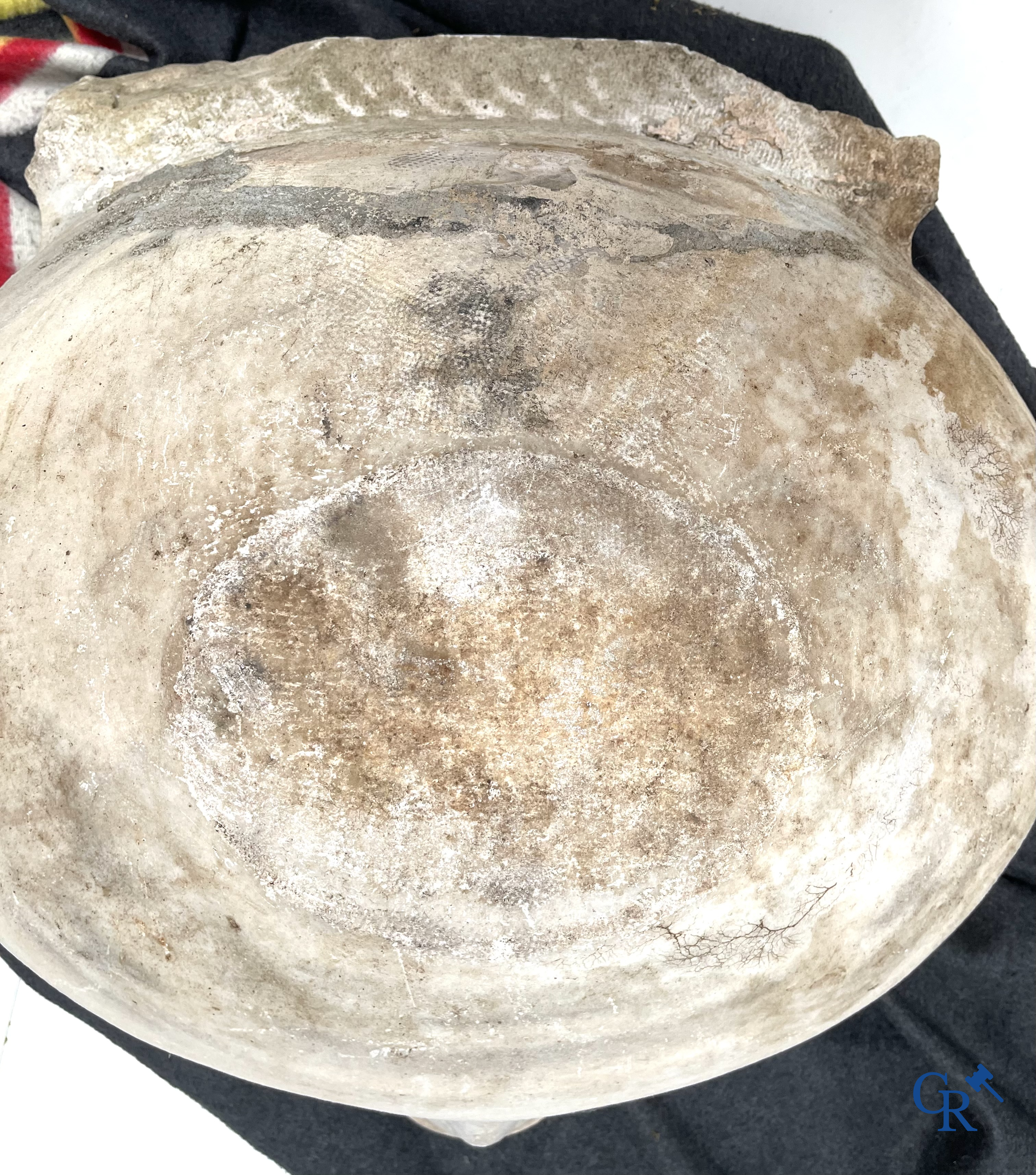 Exceptional large marble holy water barrel or font. 18th century.