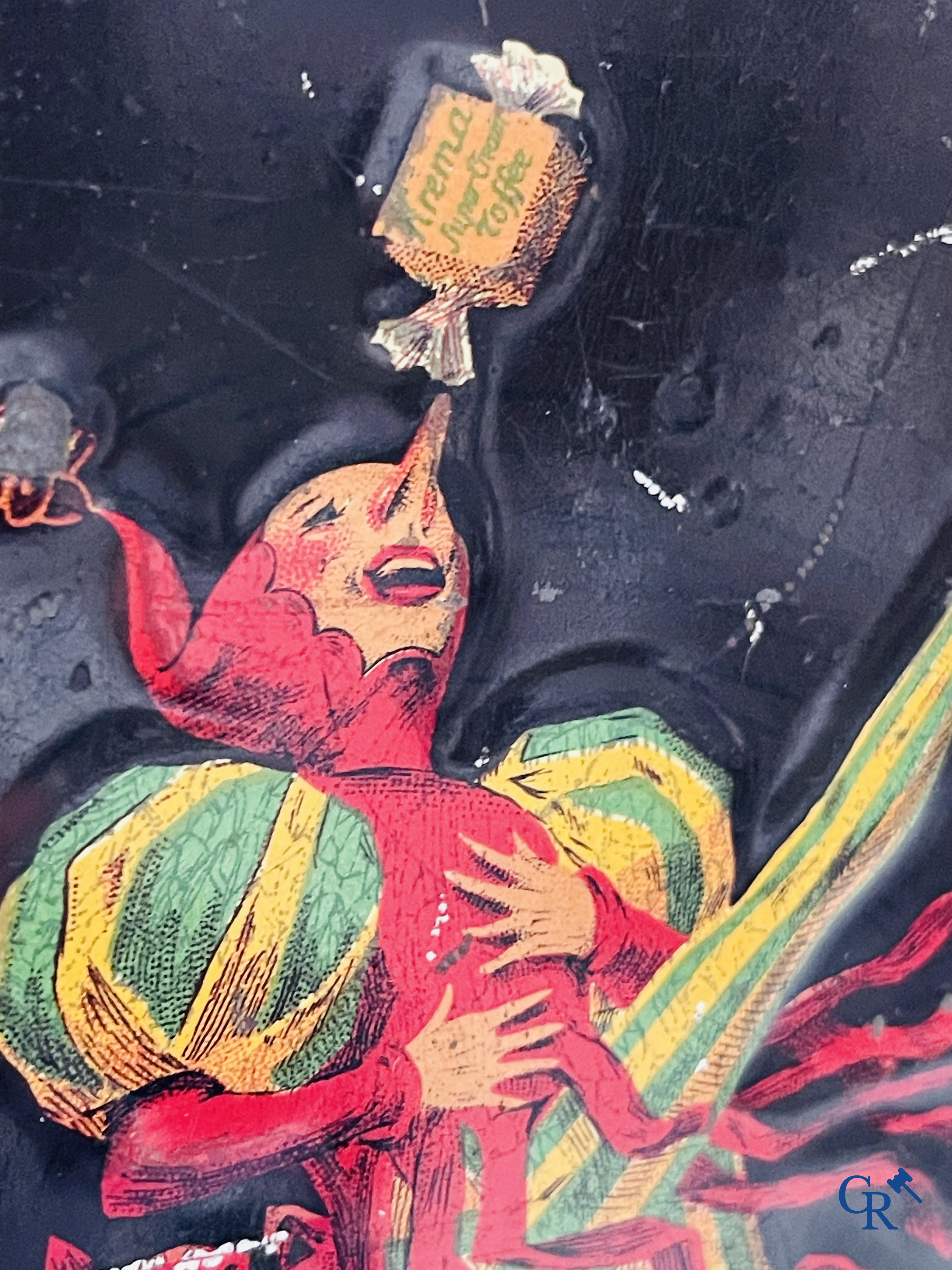 "Krema", Le meilleur bonbon au beurre. Blikdoos met een illustratie van Jean D'Ylen. G. De Andreis & Cie Marseille.