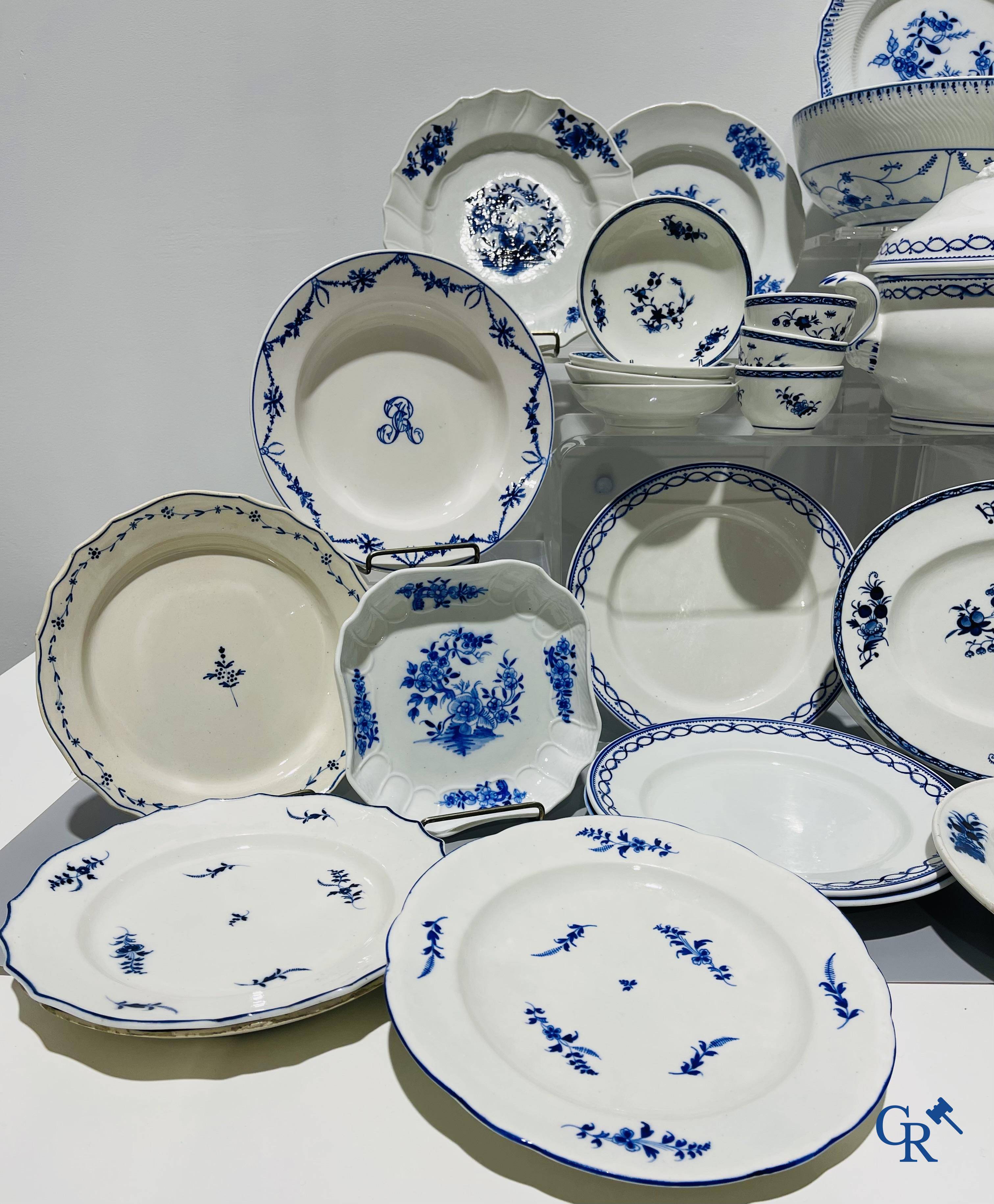 European porcelain, Tournai. A large lot of various pieces of blue and white porcelain and faience. 18th - 19th century.