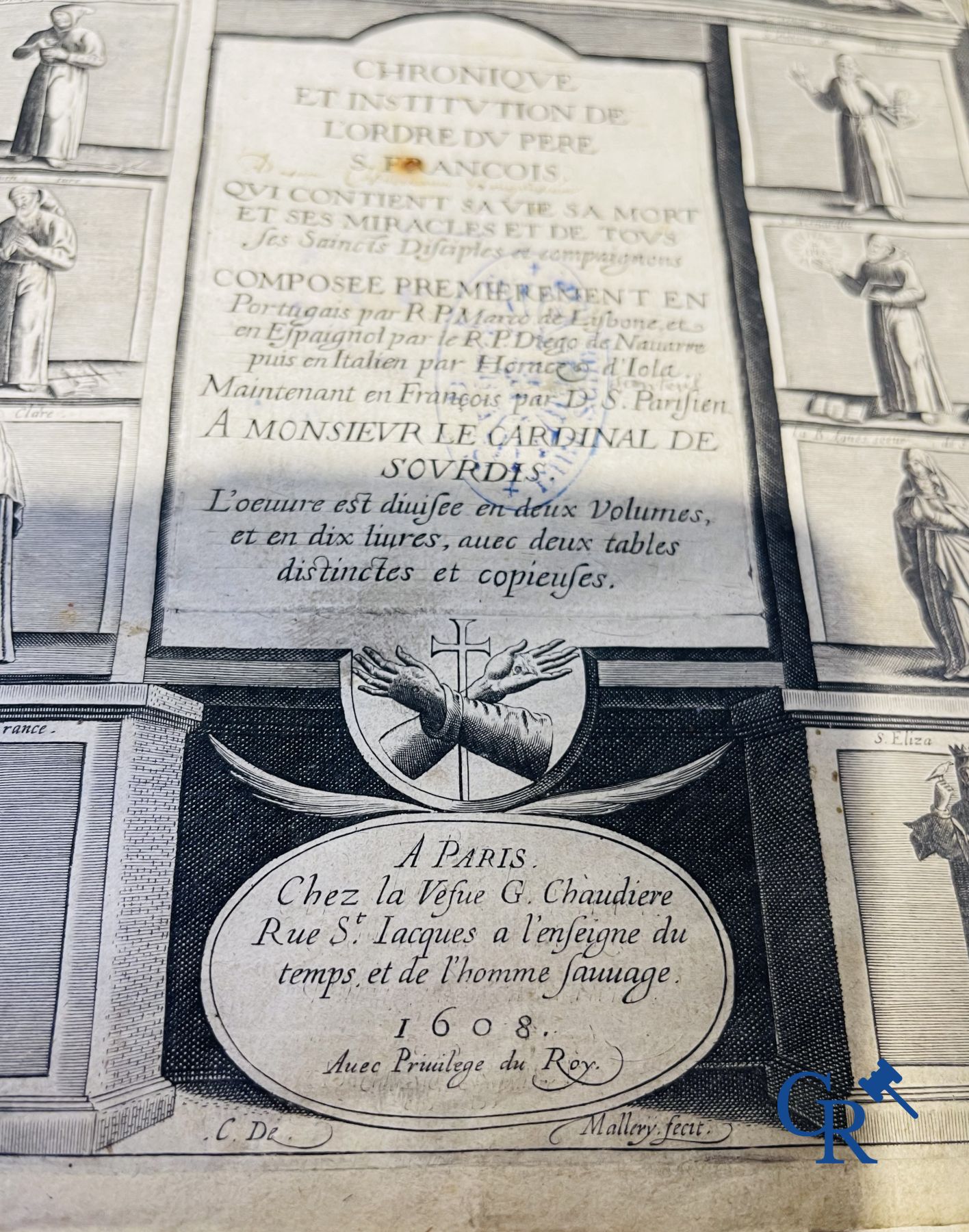 Livres anciens: Marcos de Lisboa, Chronique et institution de l'ordre du Père S. François, Paris 1608.
