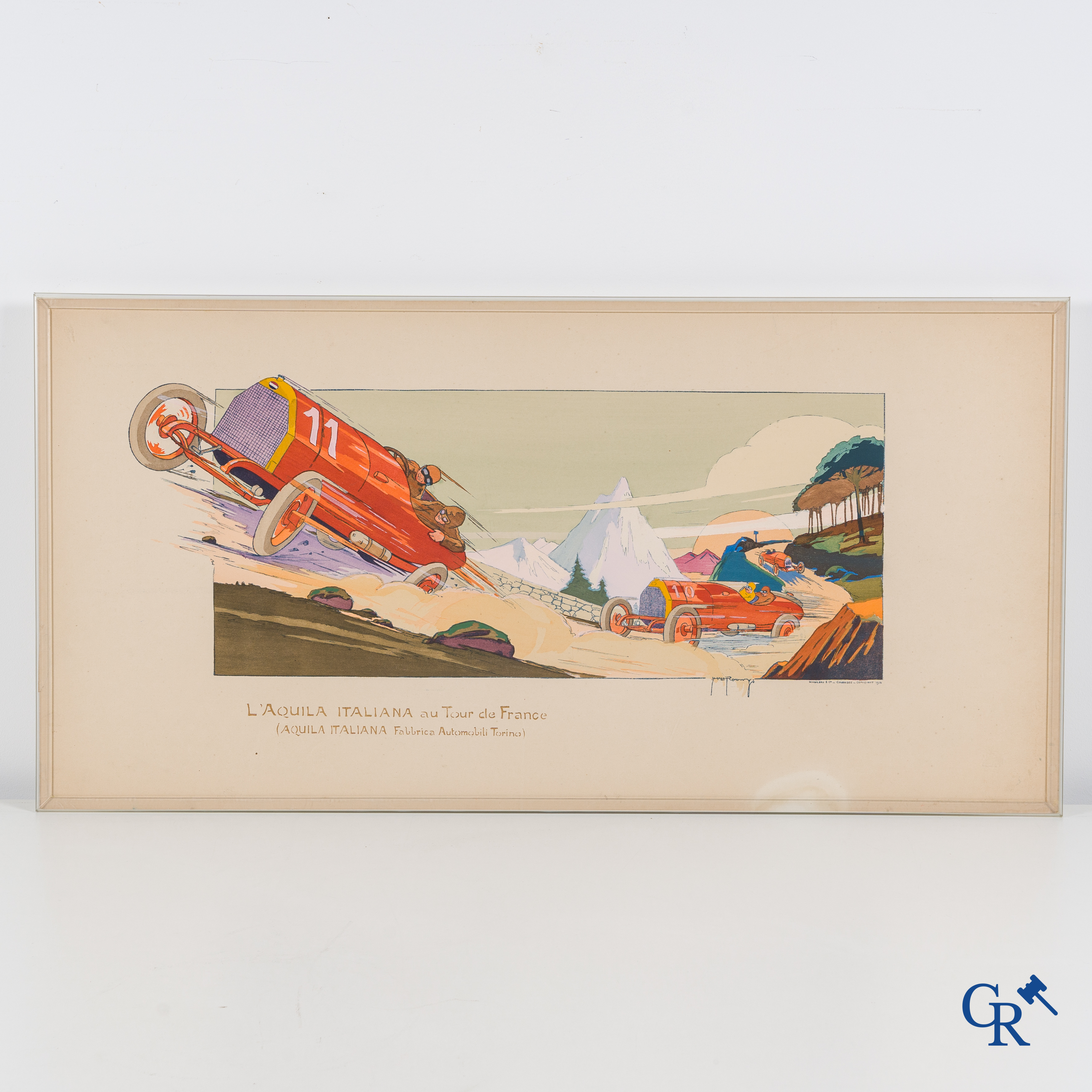 H.L. Roowy (Stanley Charles Rowles), L'Aquila Italiana au tour de France. Coloured lithograph 1914.