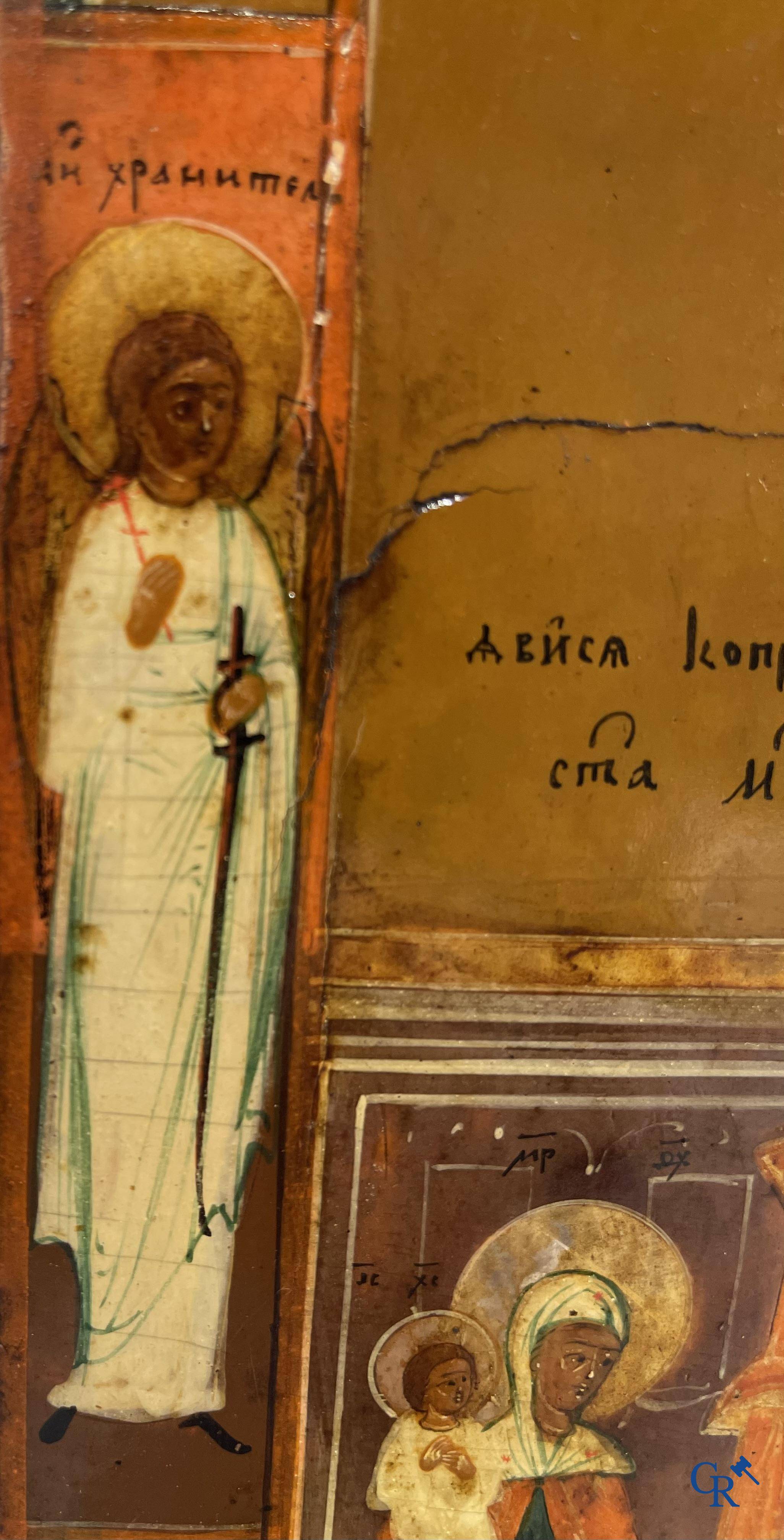 Icône avec des scènes de la vie de Sainte Catherine d'Alexandrie. 19ème siècle.