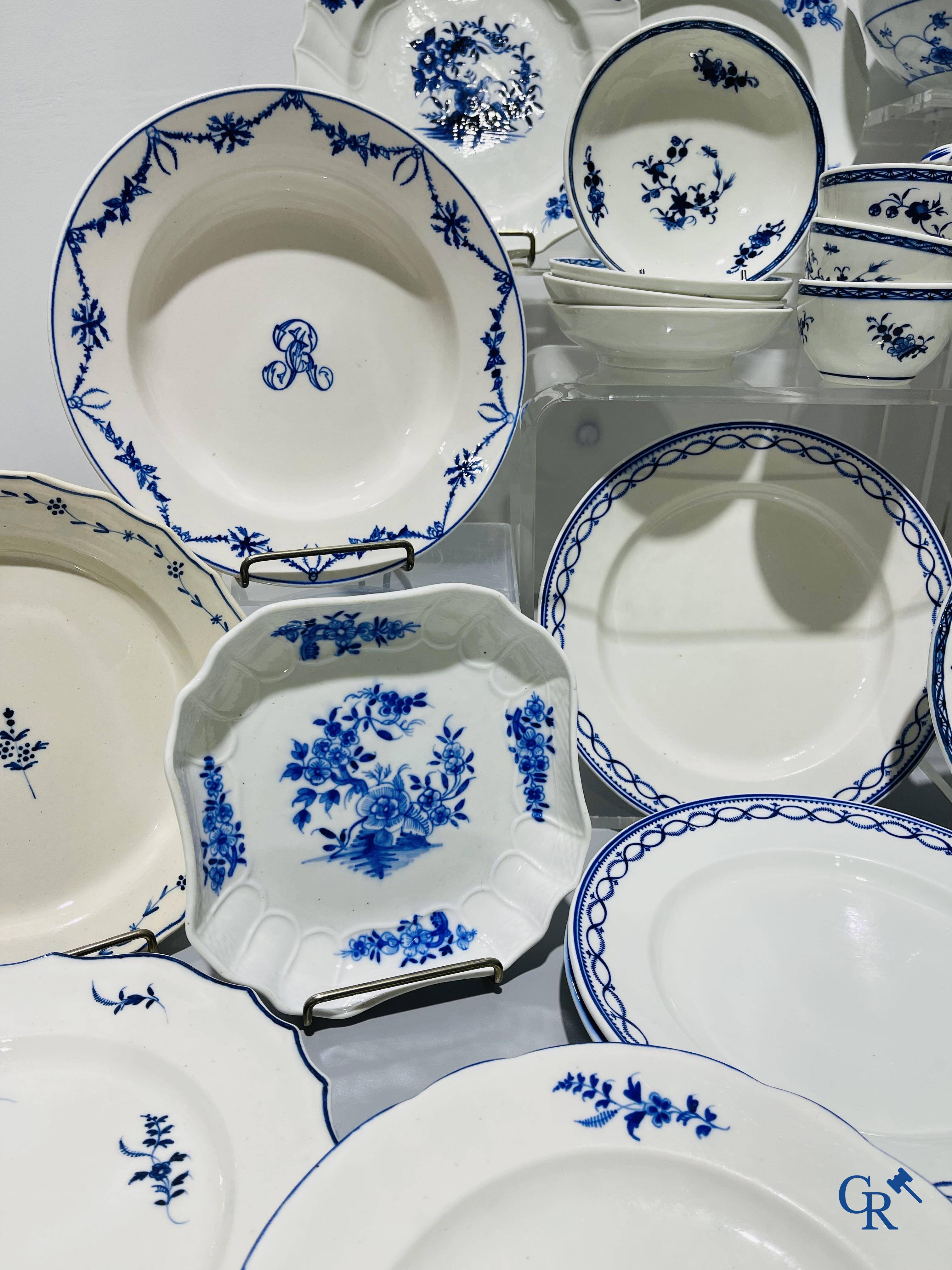 European porcelain, Tournai. A large lot of various pieces of blue and white porcelain and faience. 18th - 19th century.