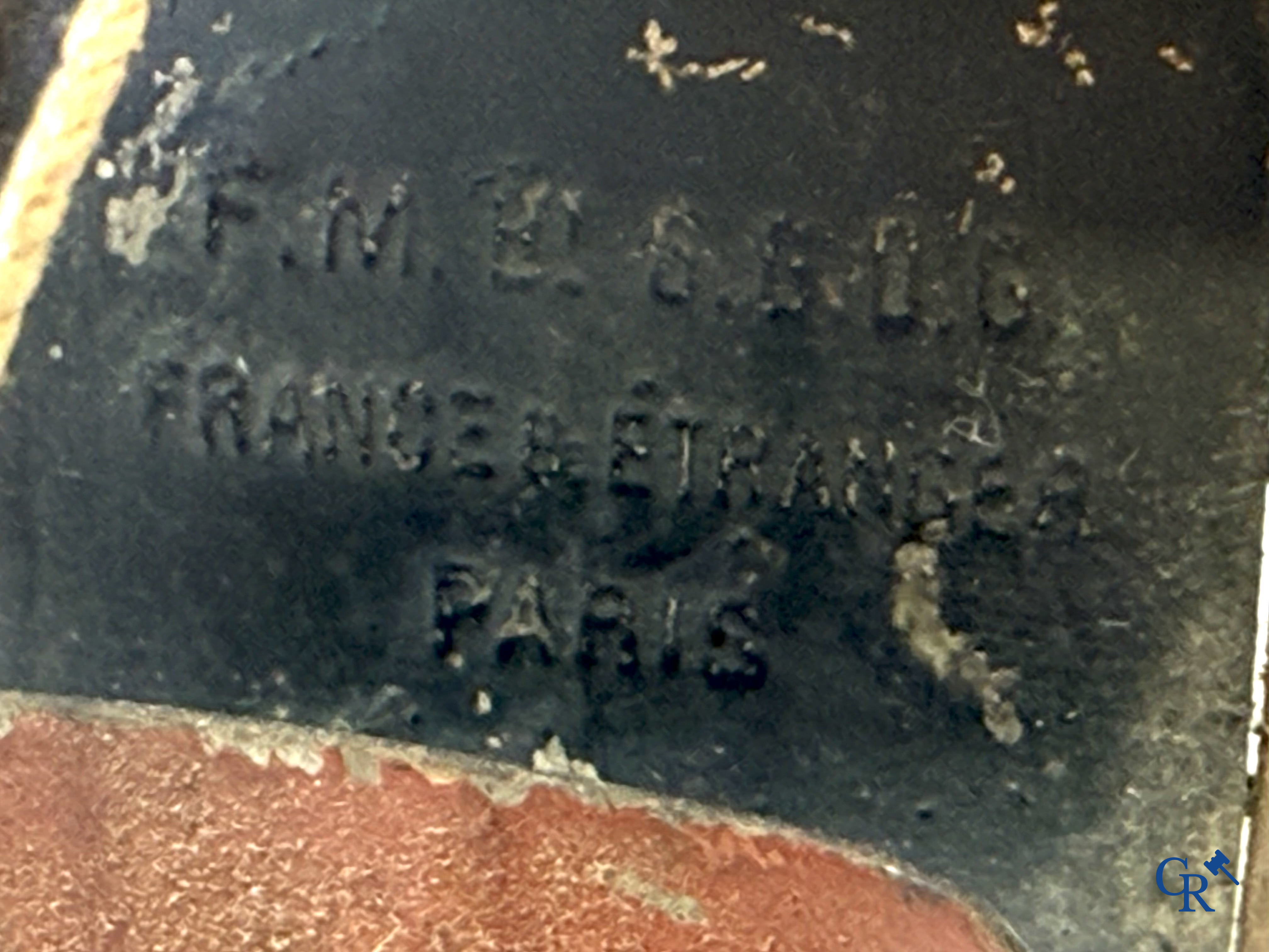 Fernand Martin, mechanical toys, rare carriage with horse, painted tin. Marked F.M. France Paris. Circa 1905.