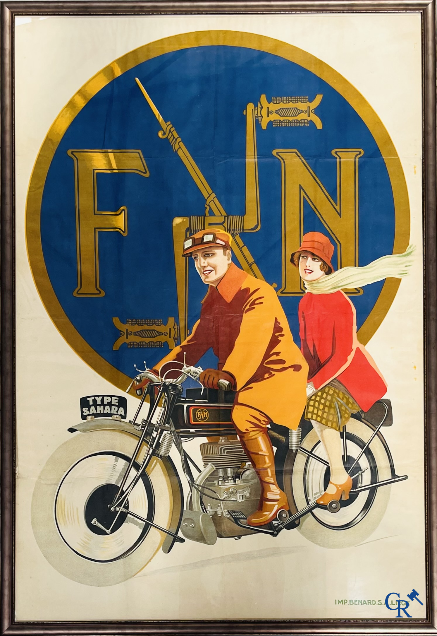 FN Motorcycle factory Herstal, Rare and original publicity poster for the FN motorcycle type Sahara. Around 1930.